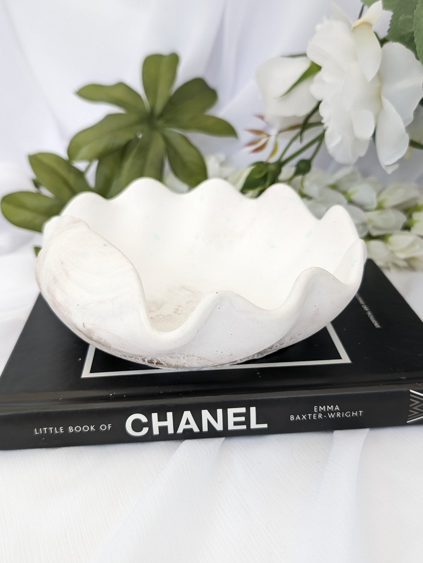 White Hand Poured Scallop Shell Trinket Dish image 3