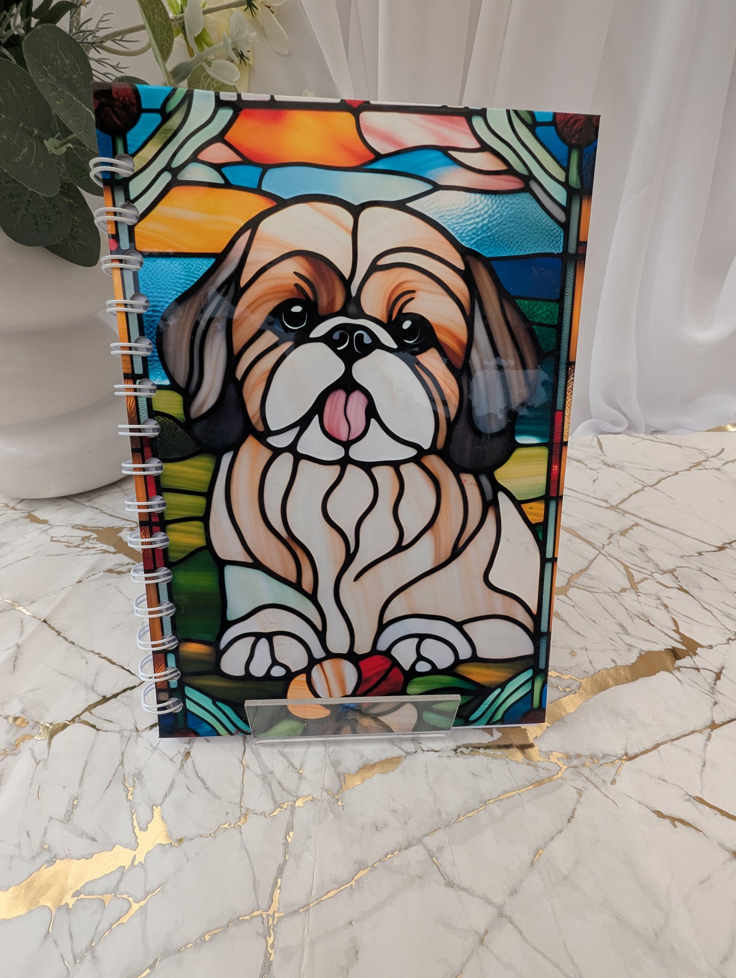Dog Notebook - stained glass effect shih tzu design