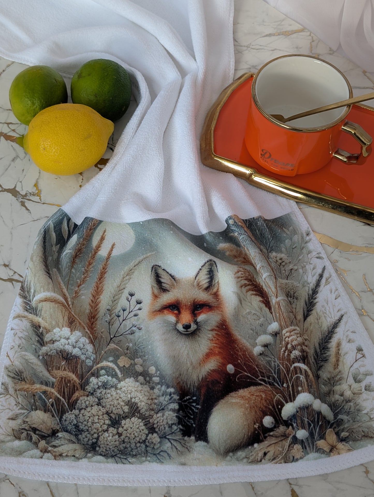 Fox Towel/Tea Towel | Winter Fox Tea Towel | Fox Gift Idea