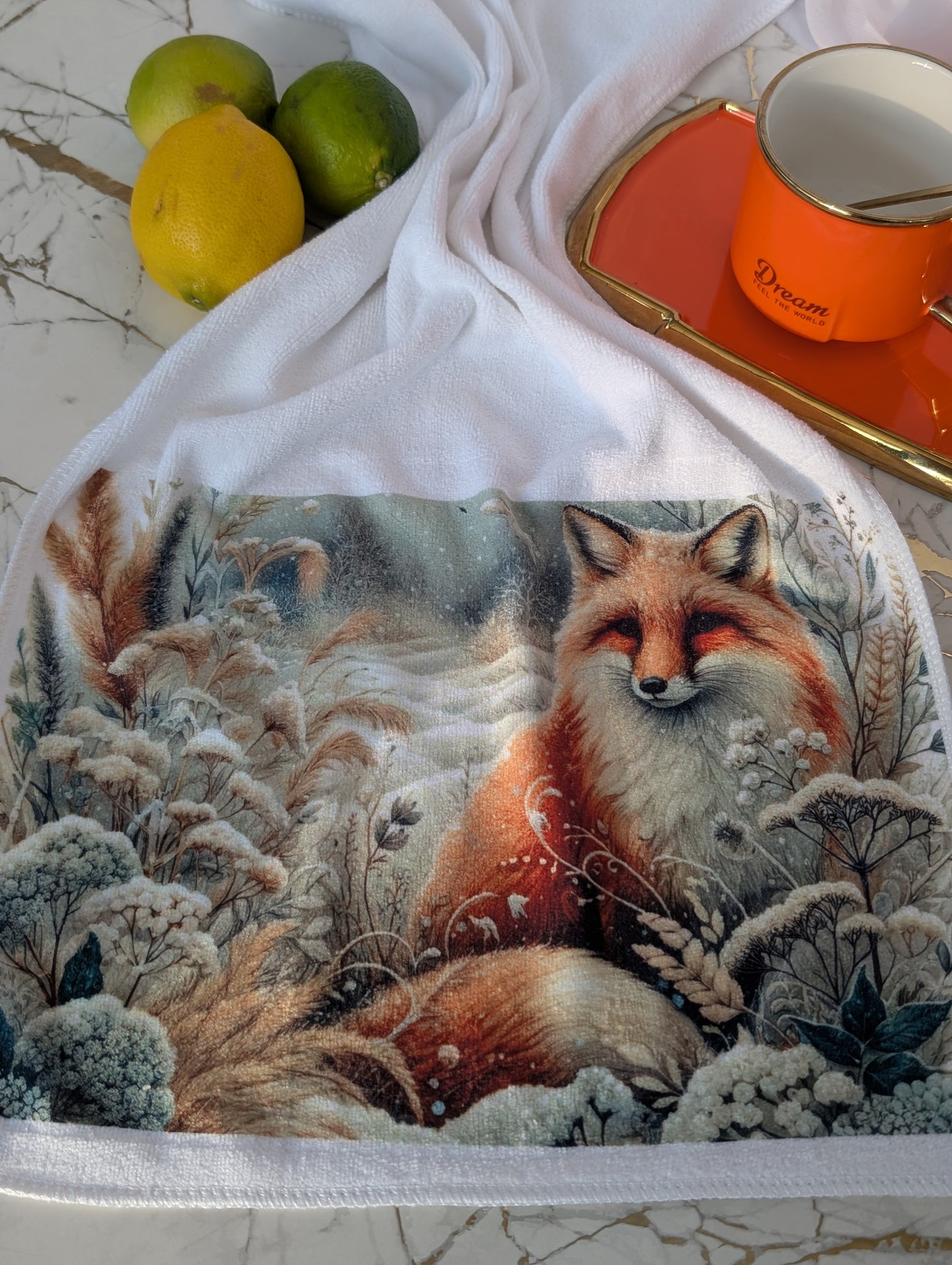 Fox in Winter Towel/Tea Towel | Winter Fox Design | Fox Gift Idea