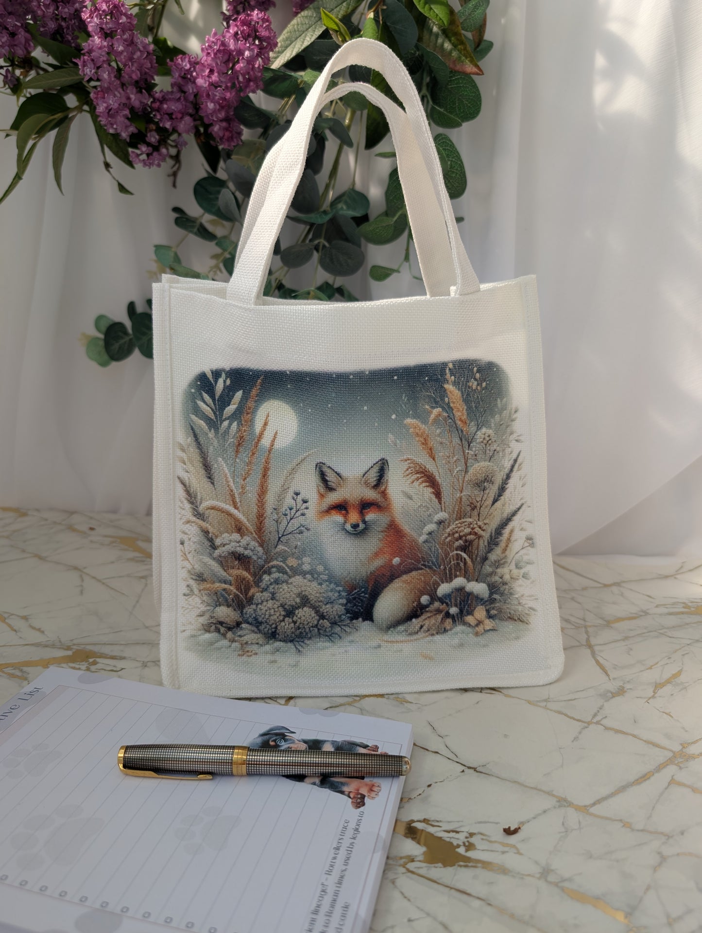Fox Tote Bag | Linen Mix | Fox Gift Idea UK