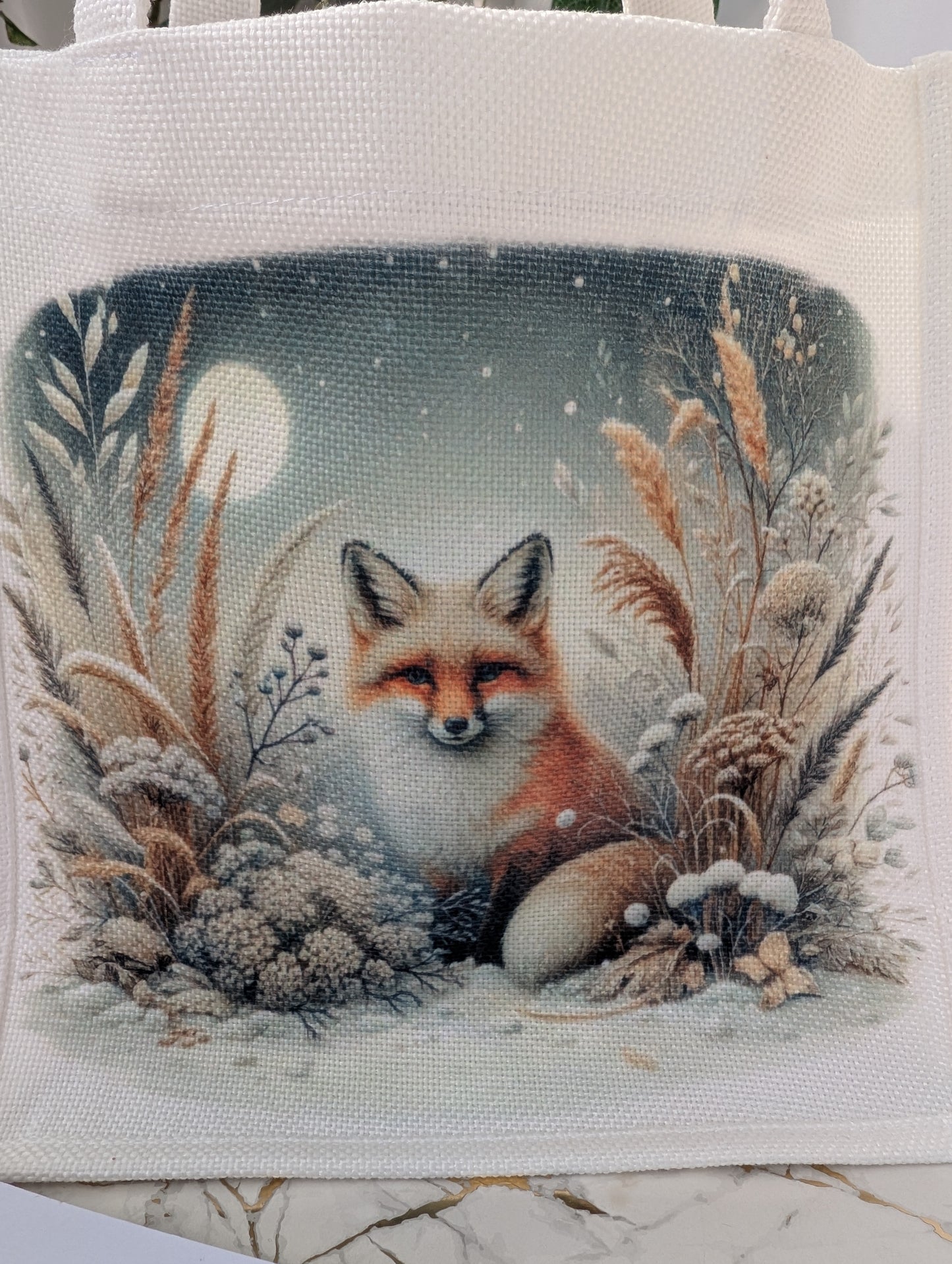 Fox Tote Bag | Linen Mix | Fox Gift Idea UK