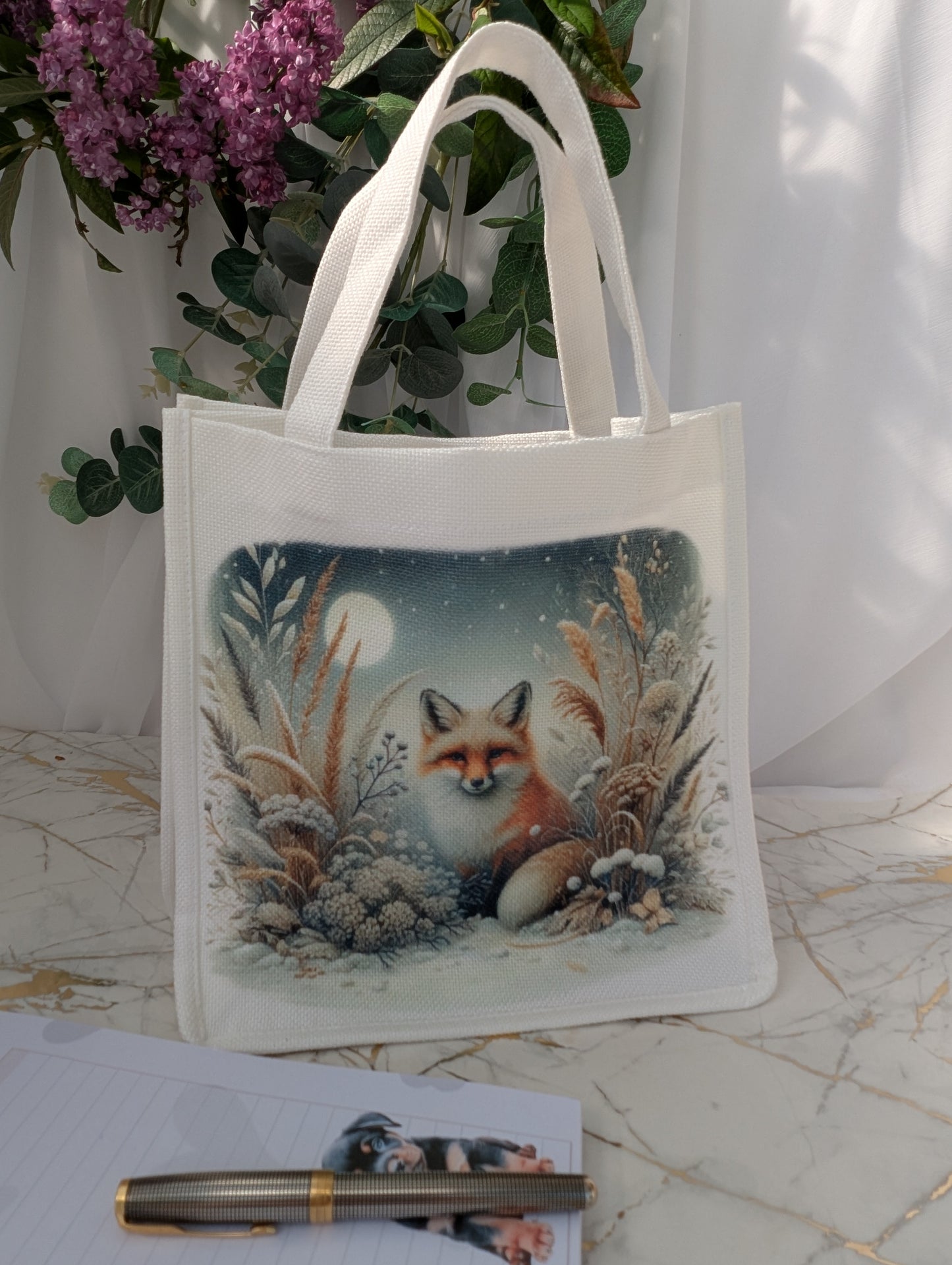 Fox Tote Bag | Linen Mix | Fox Gift Idea UK
