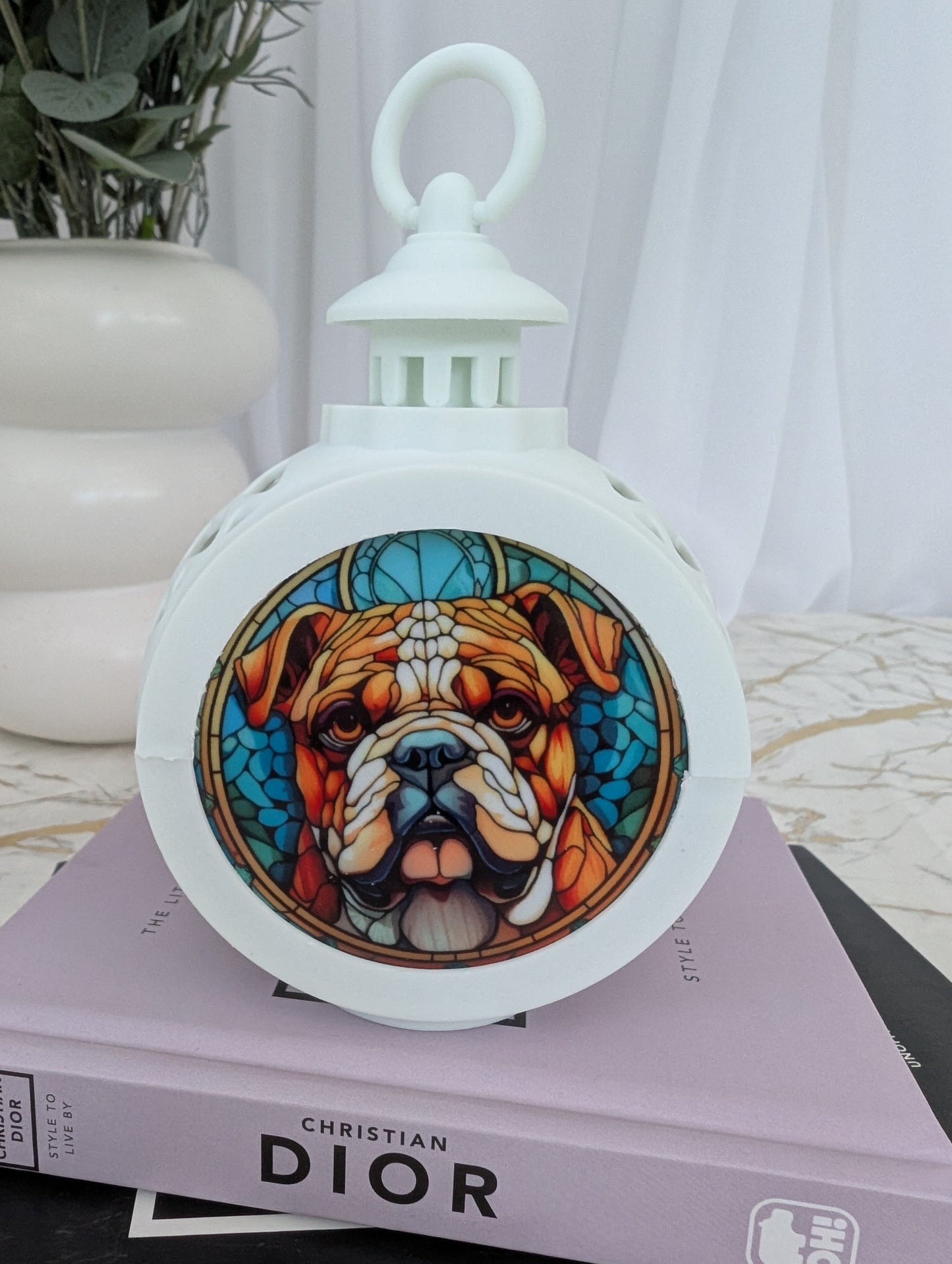 Stained Glass Style Bulldog LED lamp | Vintage Style Bulldog Lamp | Bulldog Gift Idea