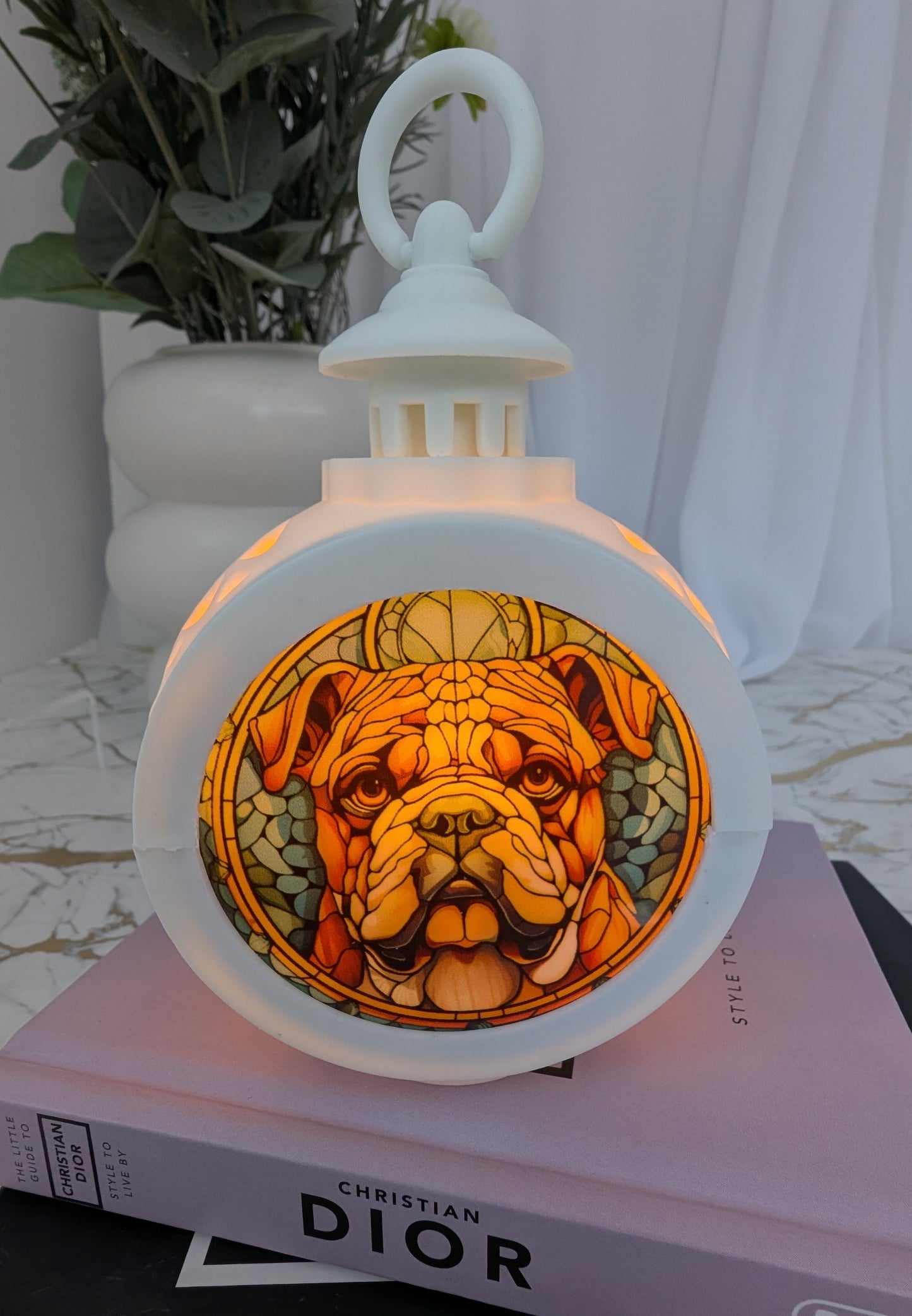 Stained Glass Style Bulldog LED lamp | Vintage Style Bulldog Lamp | Bulldog Gift Idea