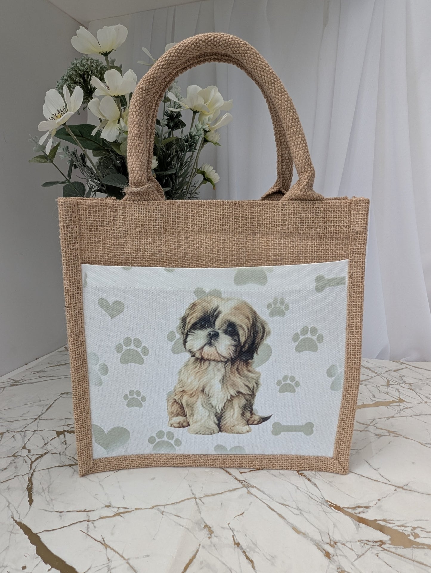 Schih Tzu Jute Tote Bag | Dog Themed Gift | Schih Tzu Shopping Bag