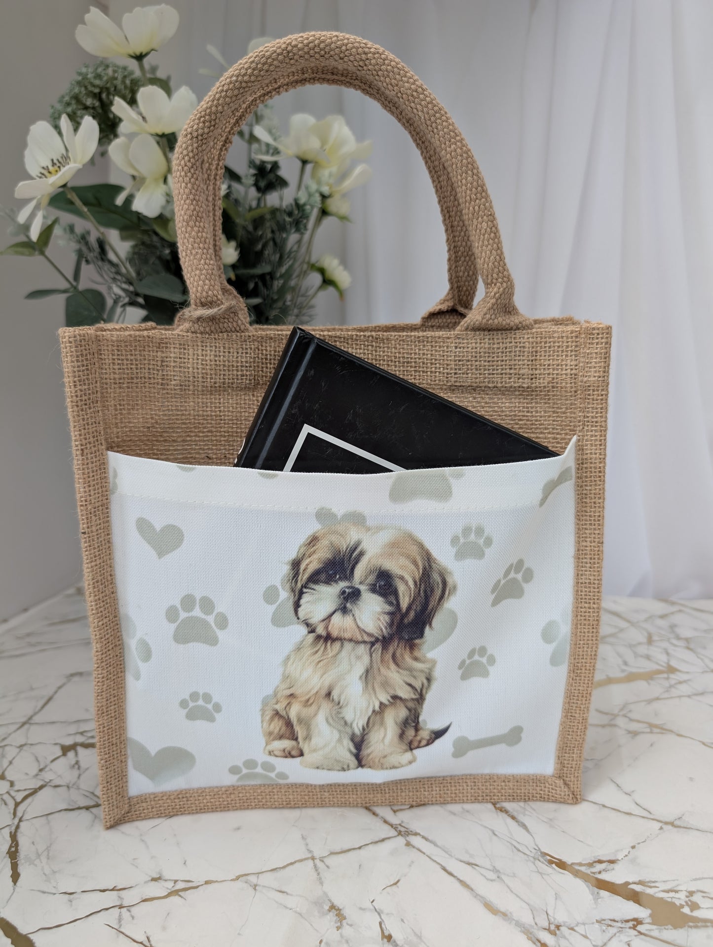 Schih Tzu Jute Tote Bag | Dog Themed Gift | Schih Tzu Shopping Bag