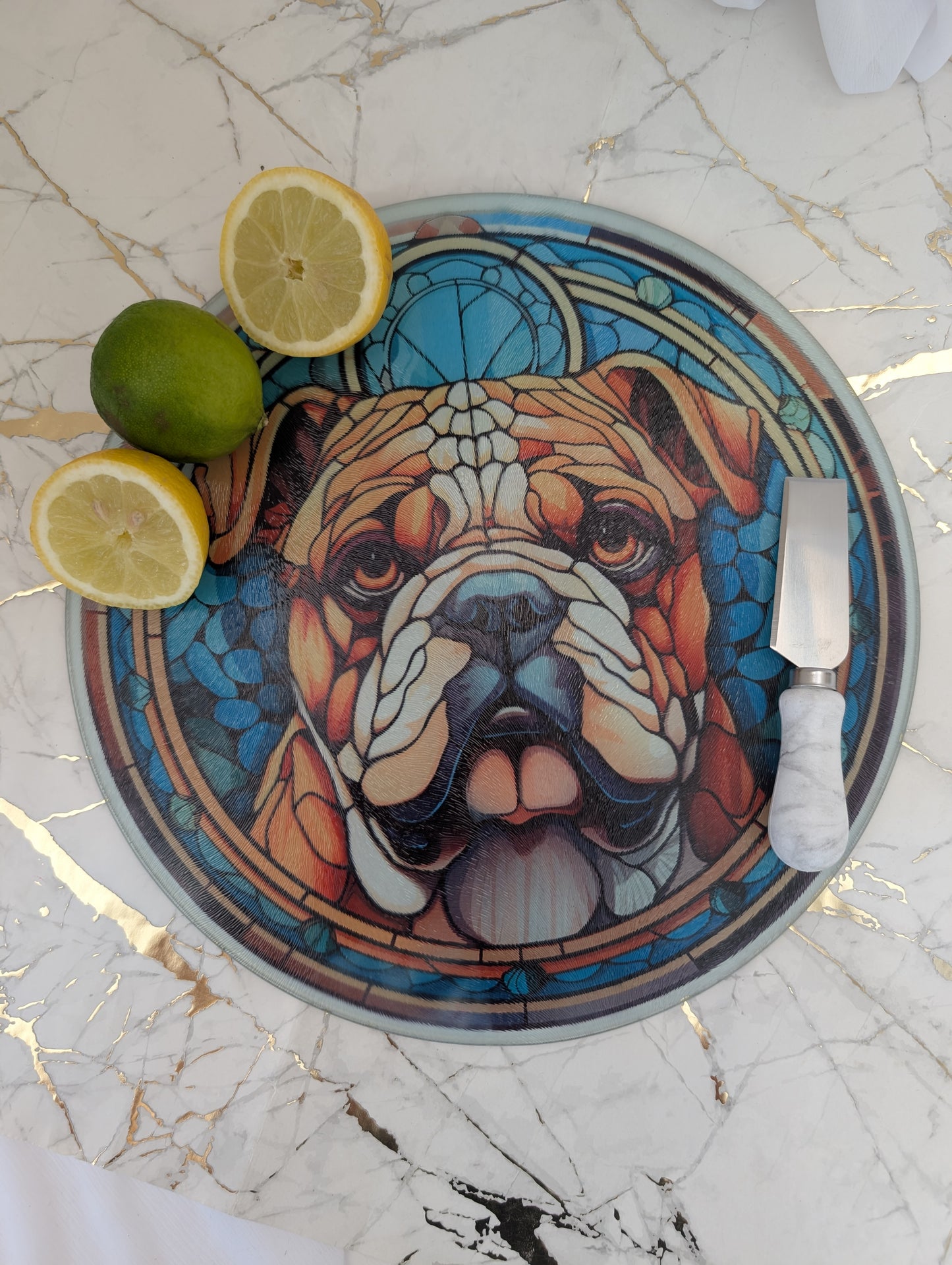 Chopping Board | Stained Glass Effect Bulldog Chopping Board | Bulldog Gift