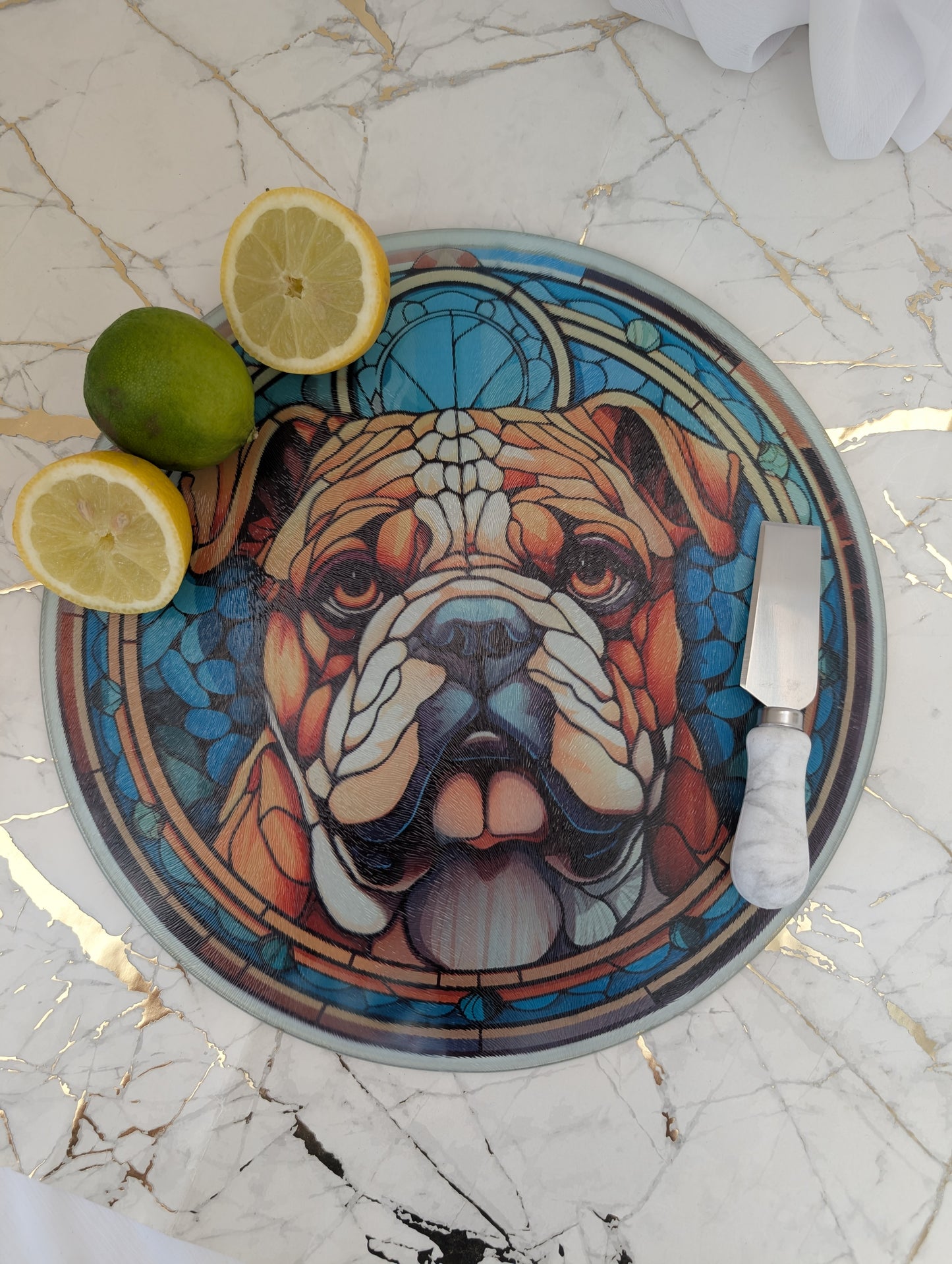 Chopping Board | Stained Glass Effect Bulldog Chopping Board | Bulldog Gift