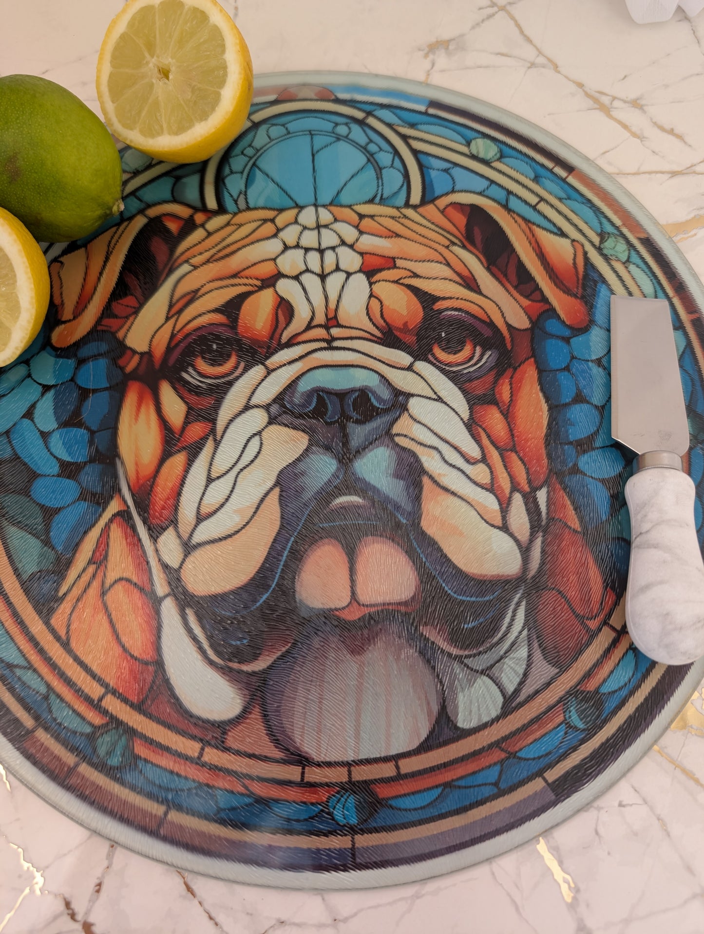 Chopping Board | Stained Glass Effect Bulldog Chopping Board | Bulldog Gift
