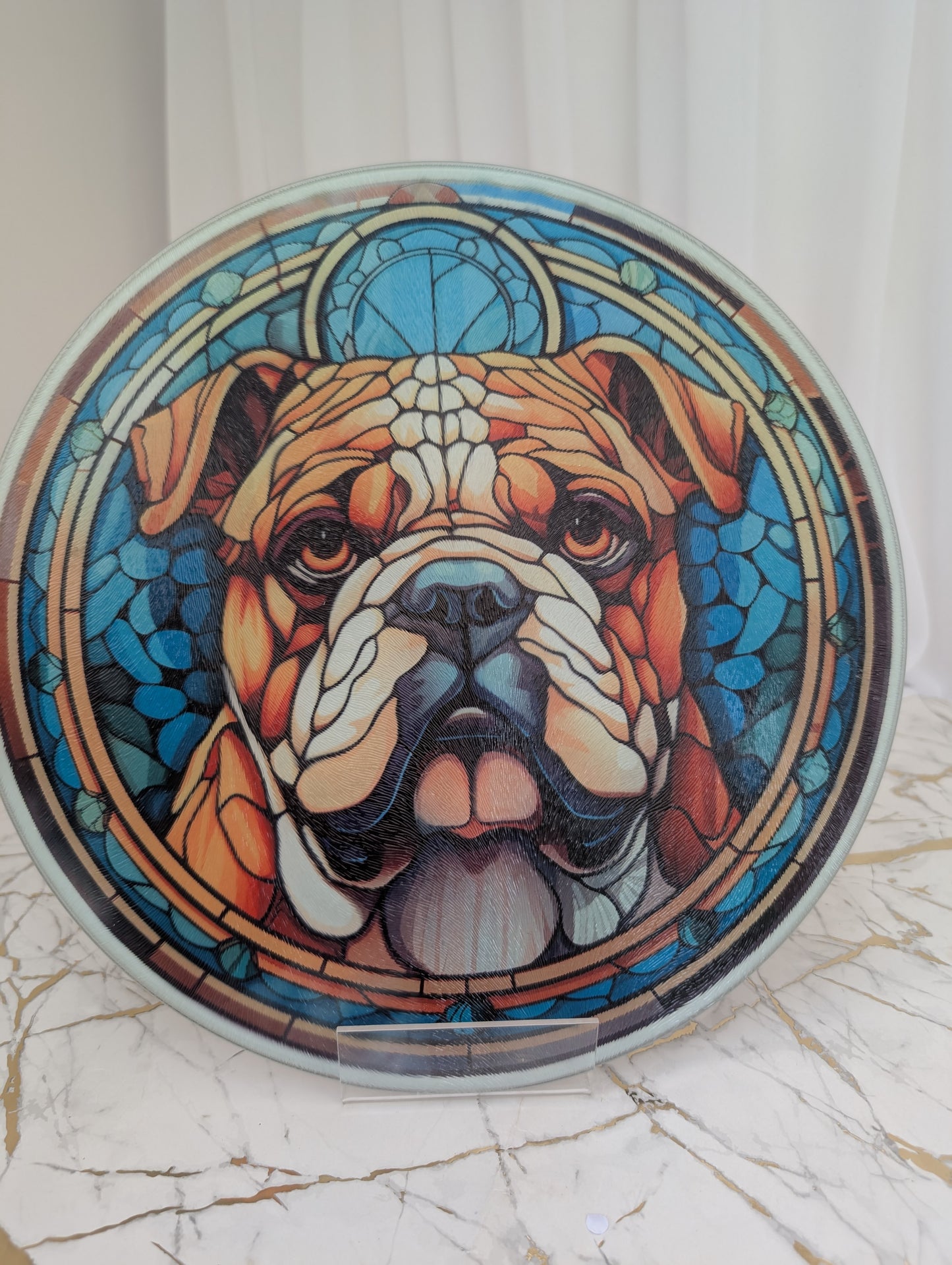 Chopping Board | Stained Glass Effect Bulldog Chopping Board | Bulldog Gift