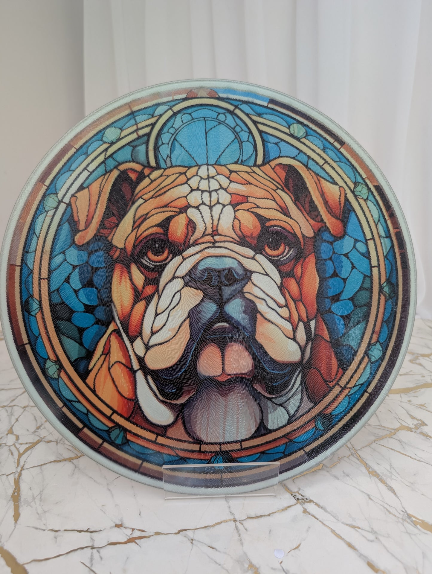 Chopping Board | Stained Glass Effect Bulldog Chopping Board | Bulldog Gift