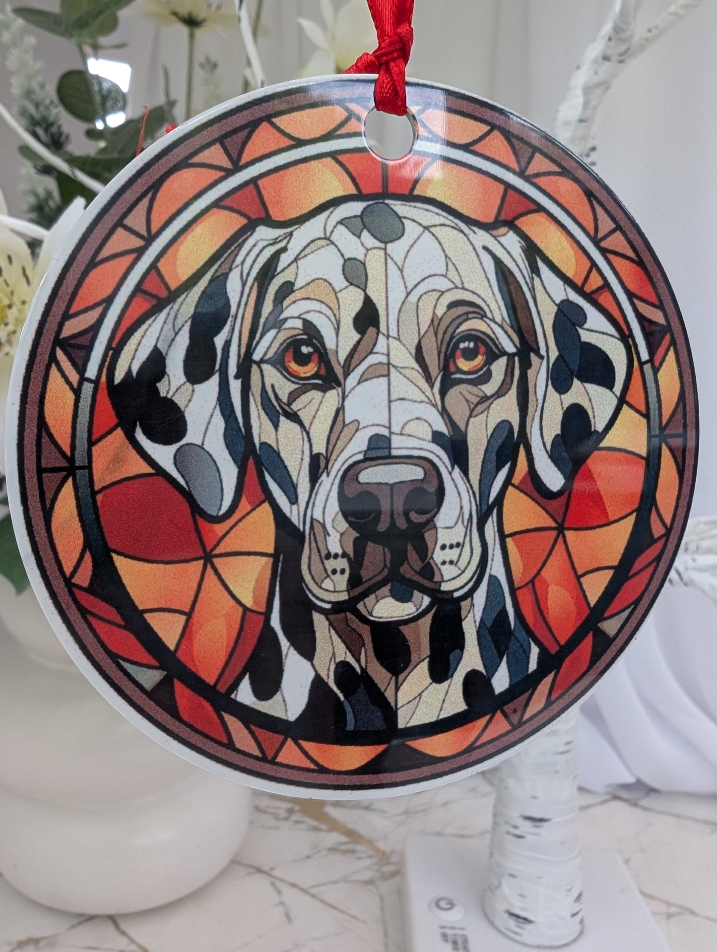 Dalmation Stained Glass Effect Hanging Decor | Dalmation Theme Gift