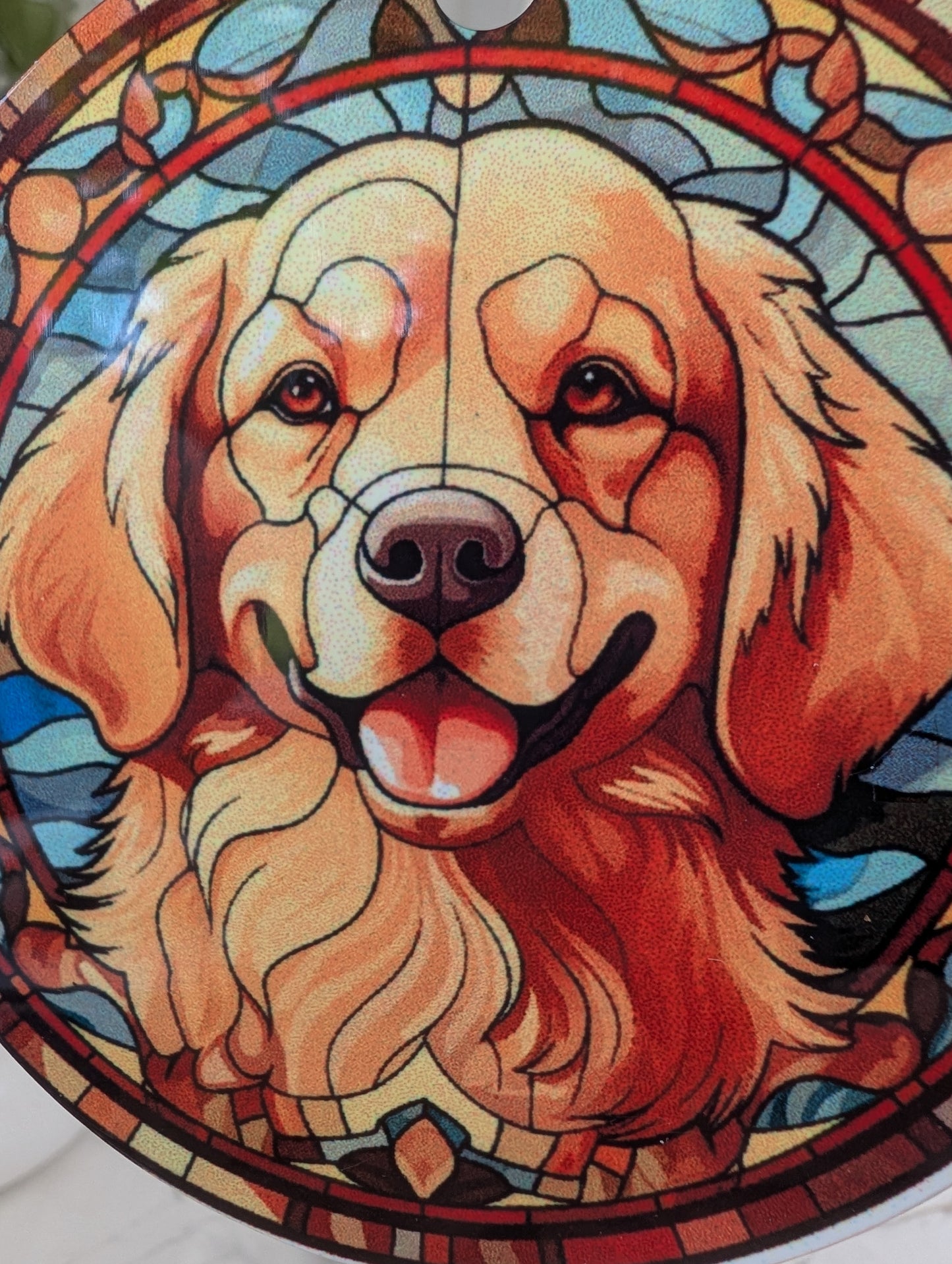 Golden Retriever Stained Glass Effect Hanging Decor | Dog Theme Gift
