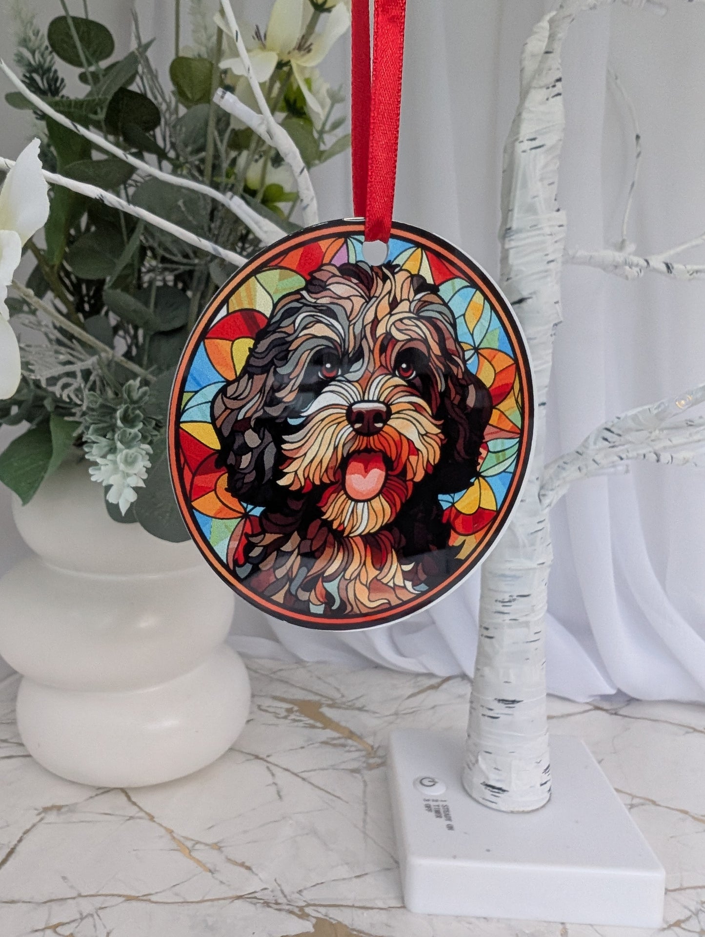 Portuguese Water Dog Stained Glass Effect Hanging Decor | Dog Gift