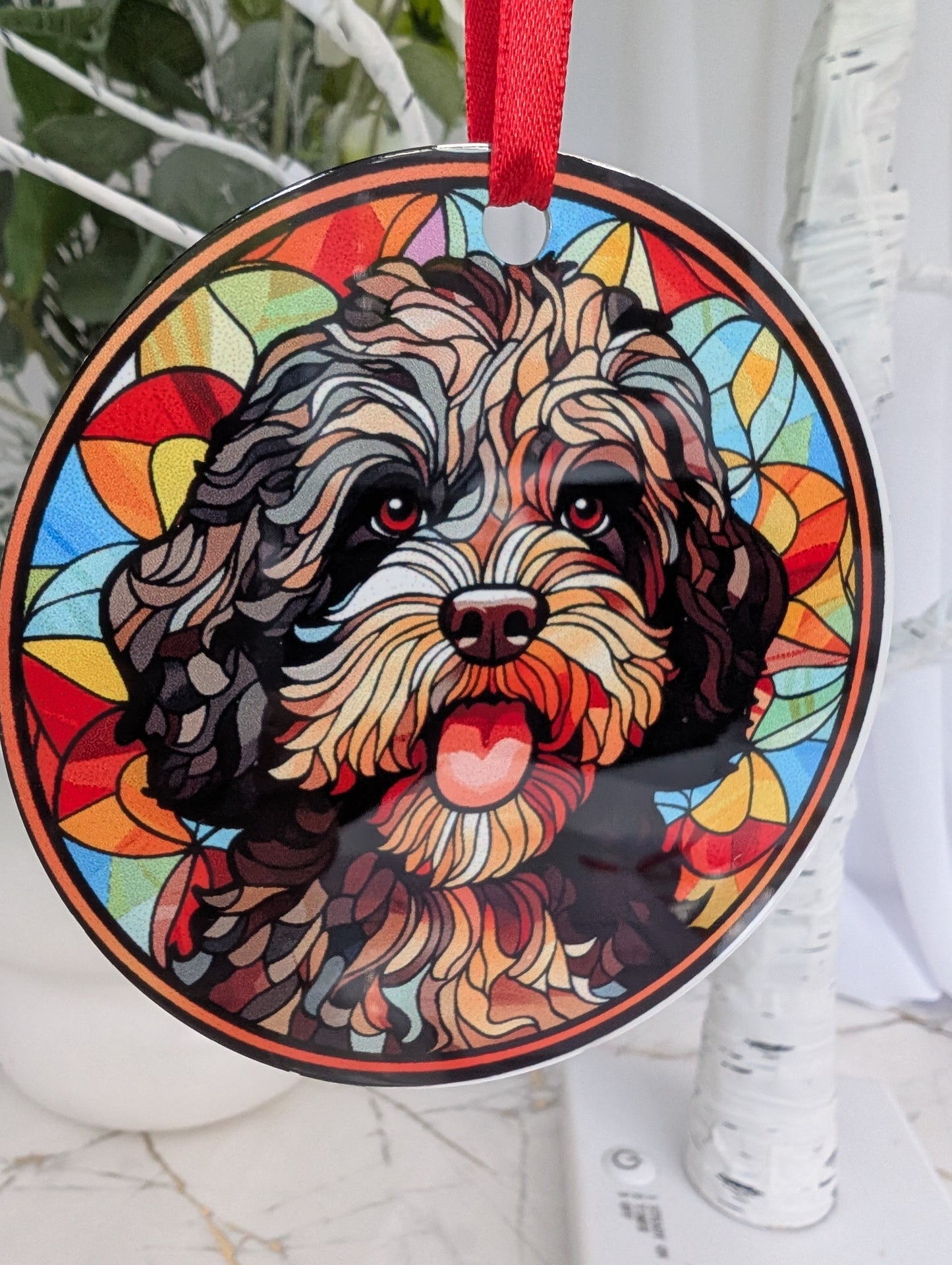 Portuguese Water Dog Stained Glass Effect Hanging Decor | Dog Gift