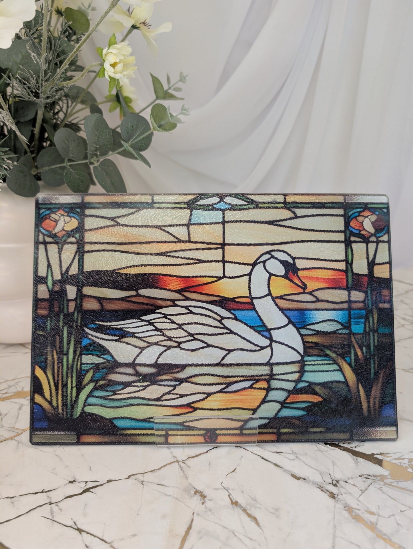 Swan Chopping Board | Stained Glass Effect Swan Chopping Board | Swan Gift