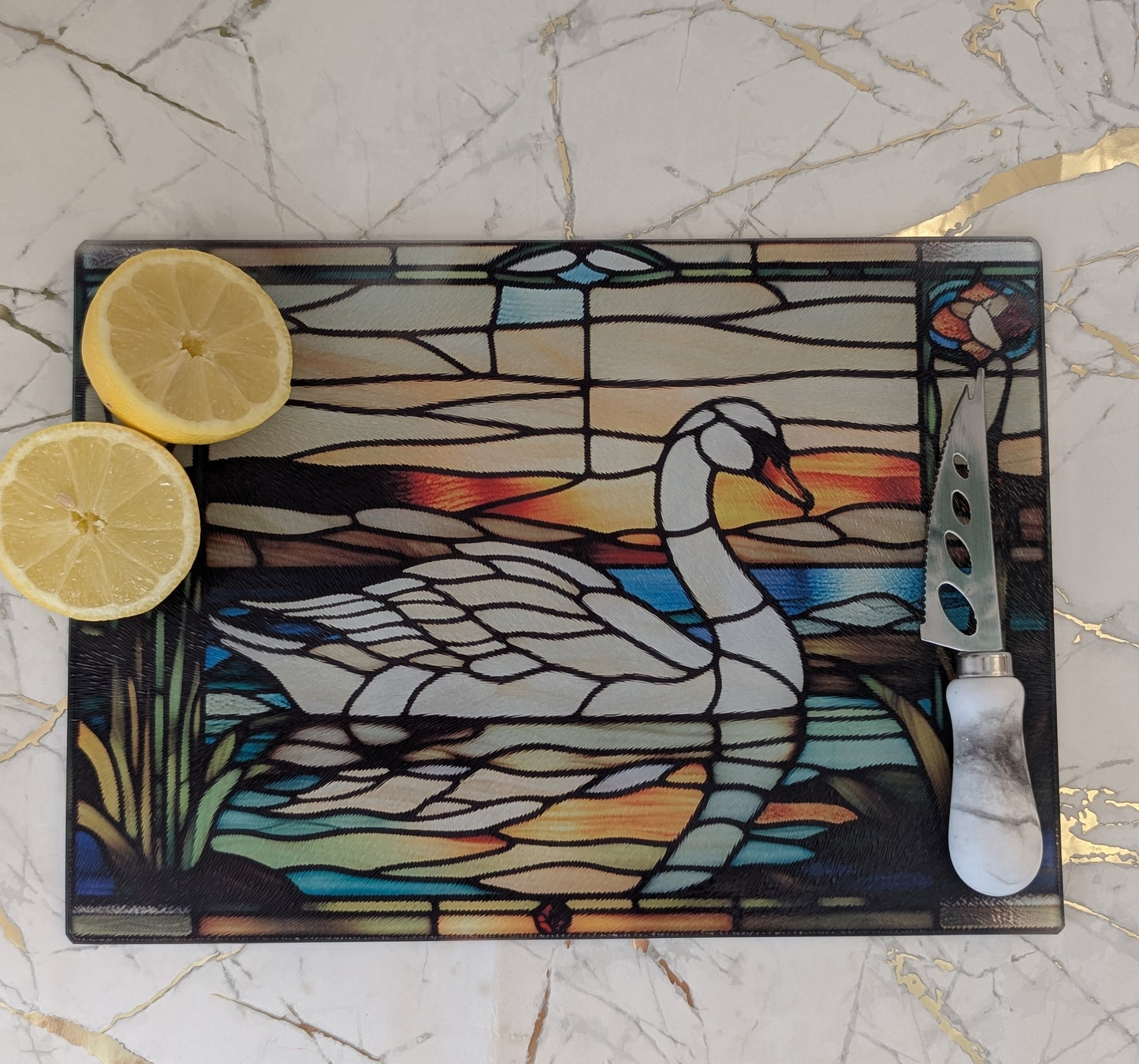 Swan Chopping Board | Stained Glass Effect Swan Chopping Board | Swan Gift