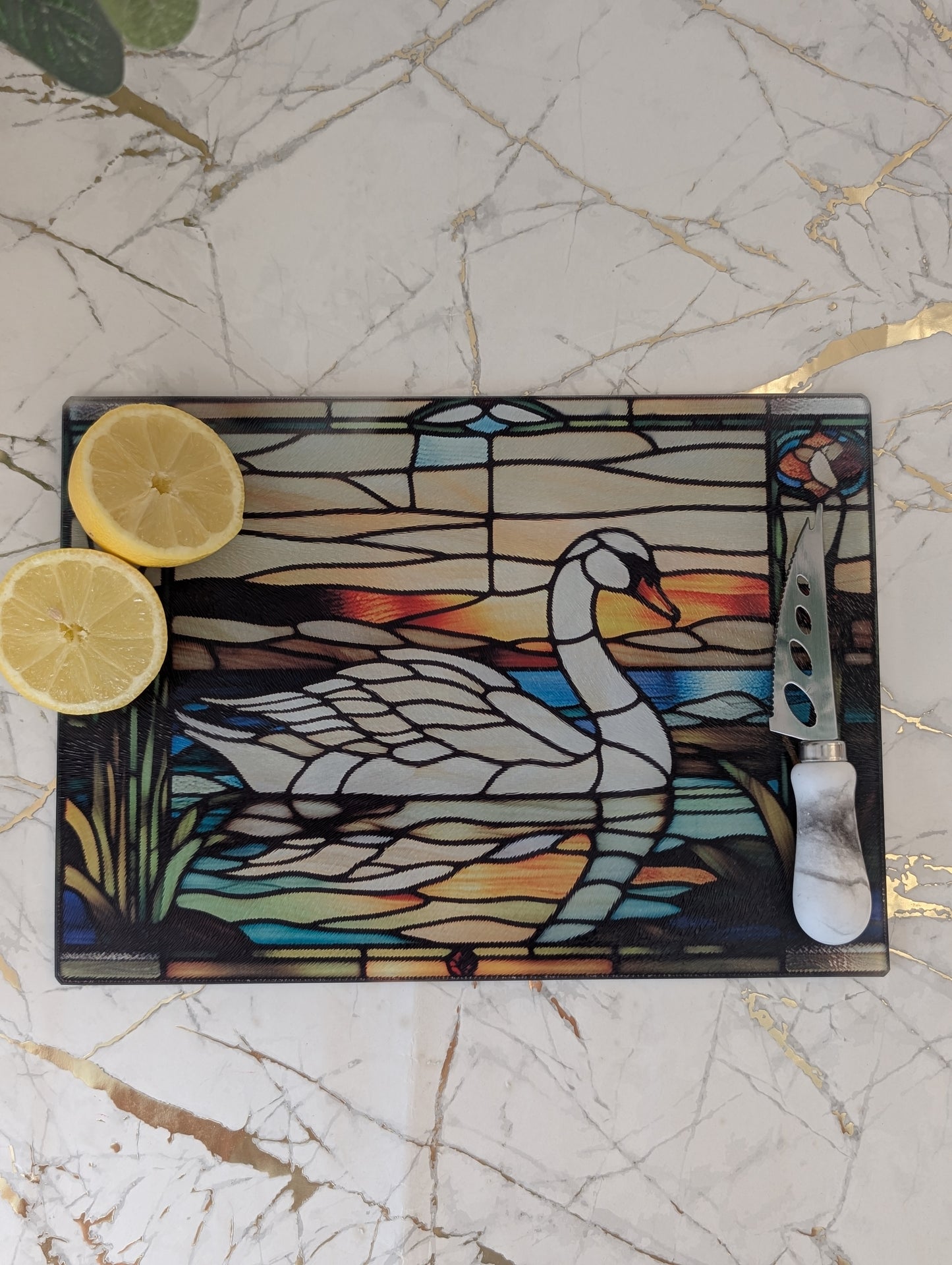 Swan Chopping Board | Stained Glass Effect Swan Chopping Board | Swan Gift
