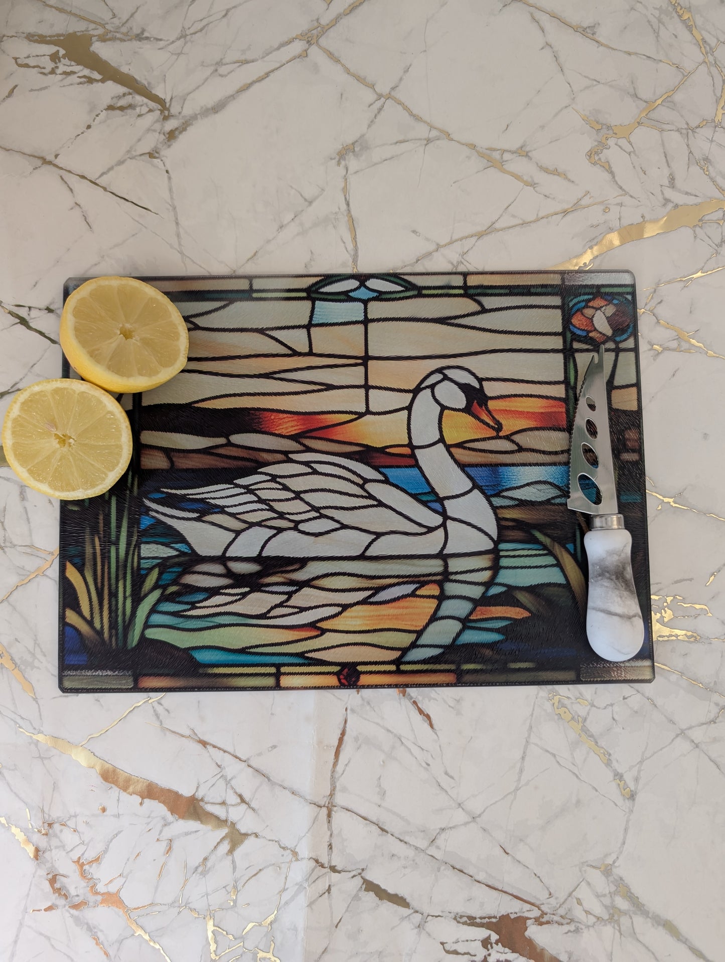 Swan Chopping Board | Stained Glass Effect Swan Chopping Board | Swan Gift