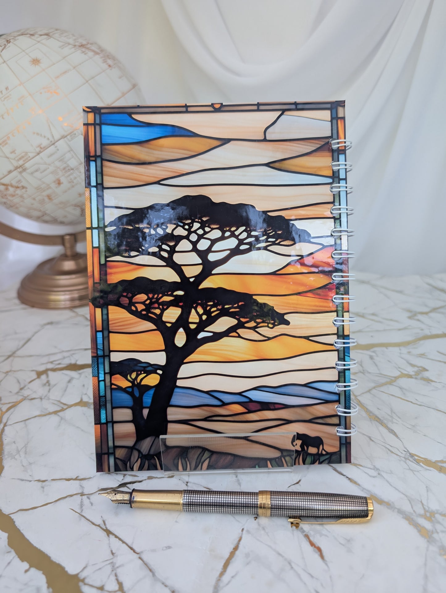 Elephant Stained Glass Style Notebook | Hand Made Elephant Lover Gift