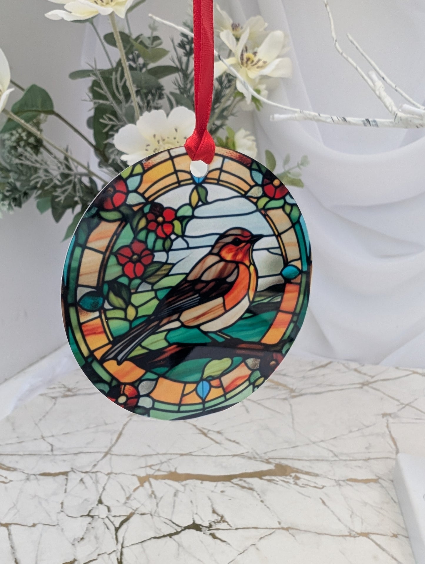 Robin Stained Glass Effect Hanging Decor | Robin Lover Gift