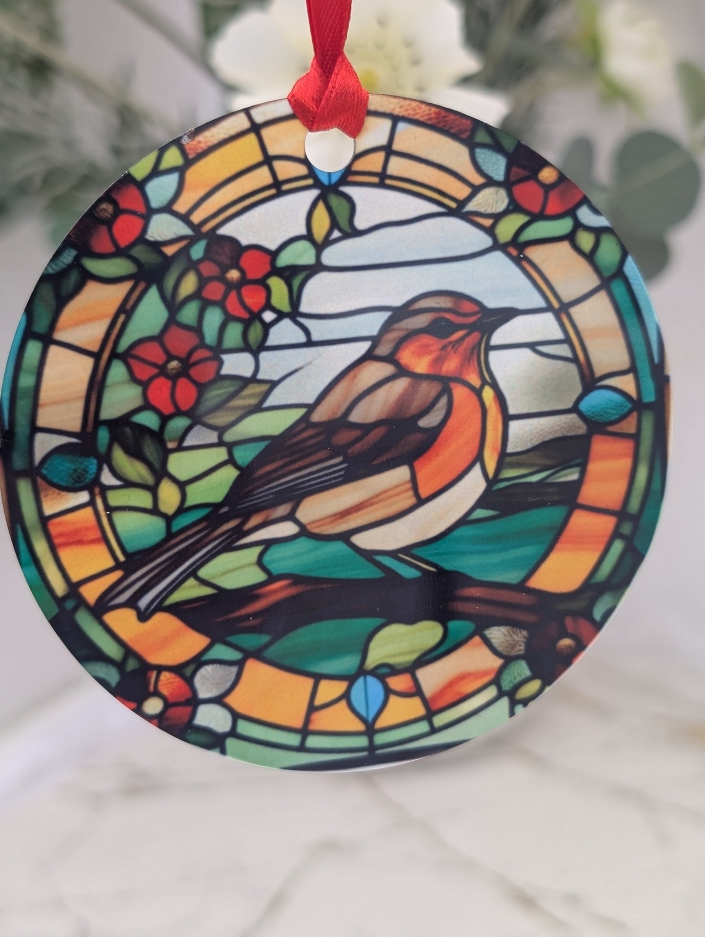 Robin Stained Glass Effect Hanging Decor | Robin Lover Gift
