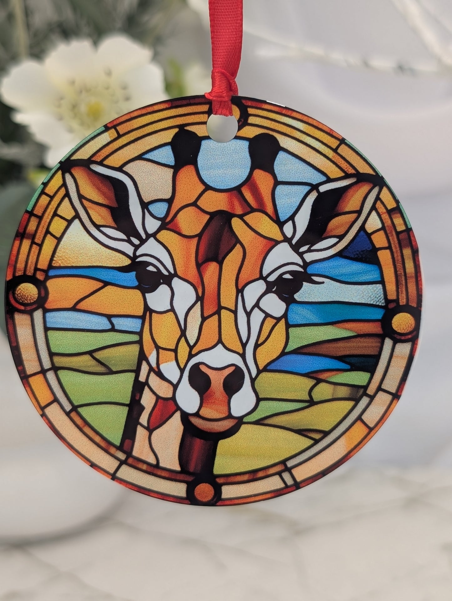 Giraffe Stained Glass Effect Hanging Decor | Giraffe Lover Gift