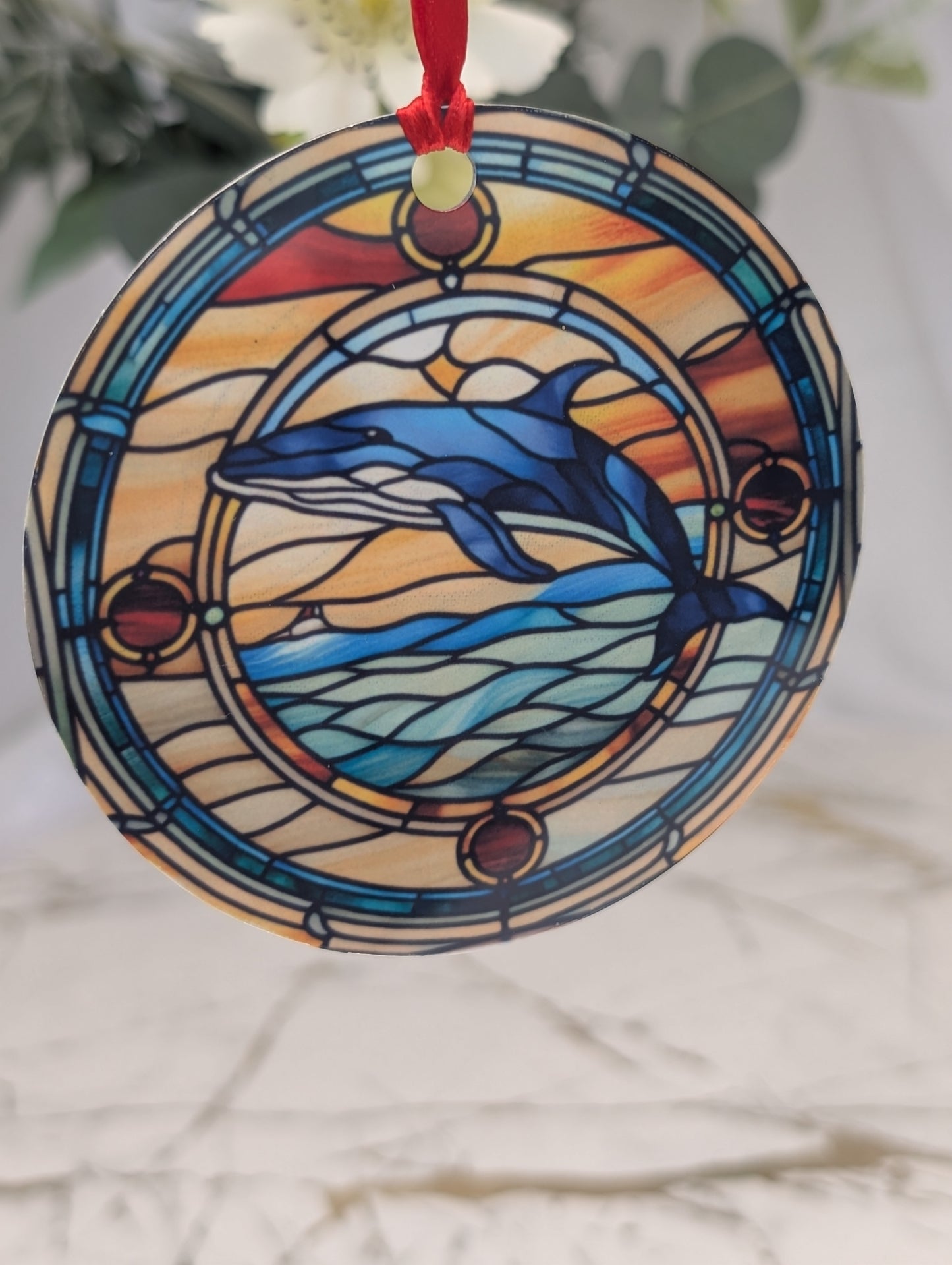 Whale Stained Glass Effect Hanging Decor | Whale Lover Gift