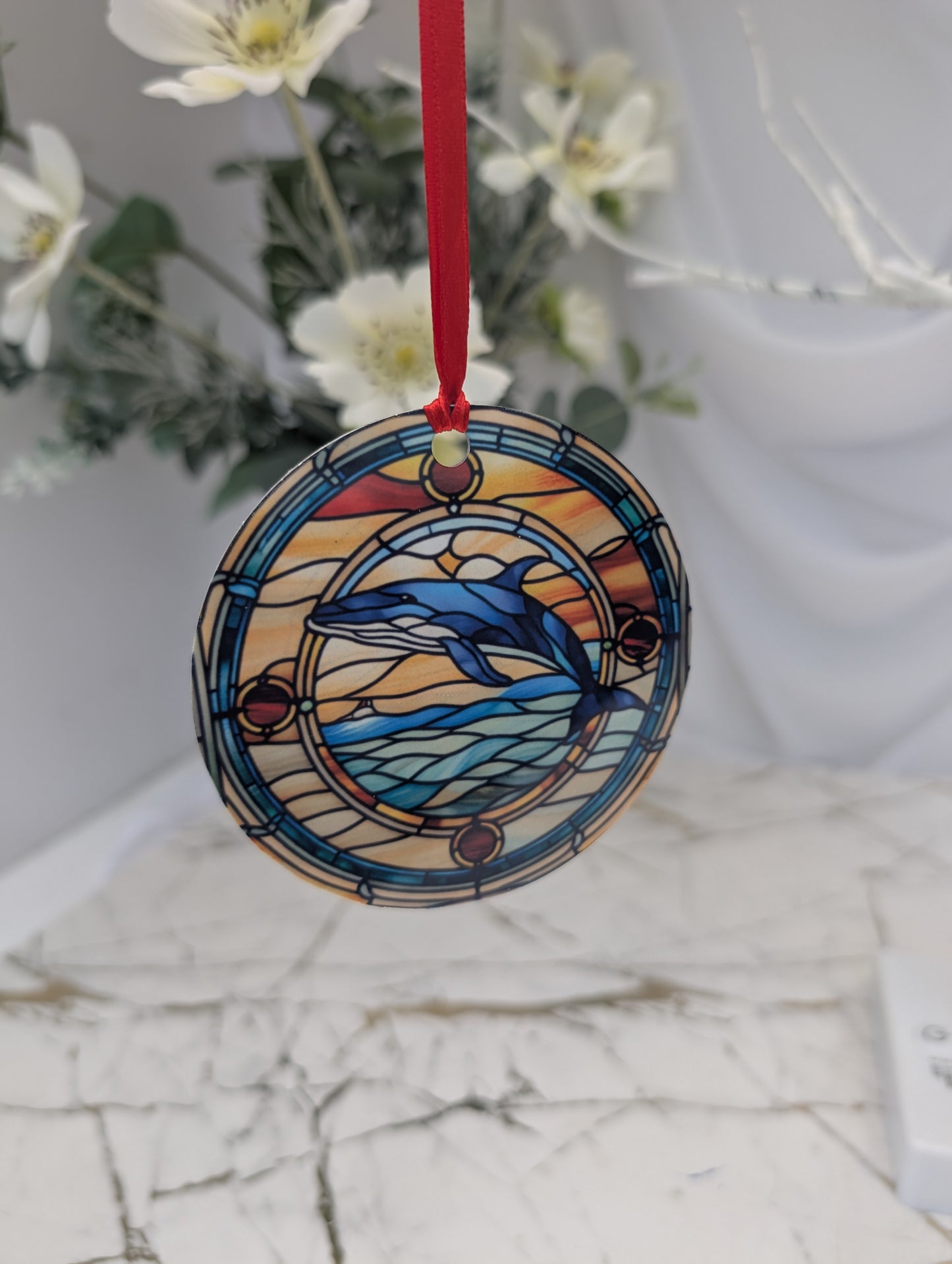 Whale Stained Glass Effect Hanging Decor | Whale Lover Gift