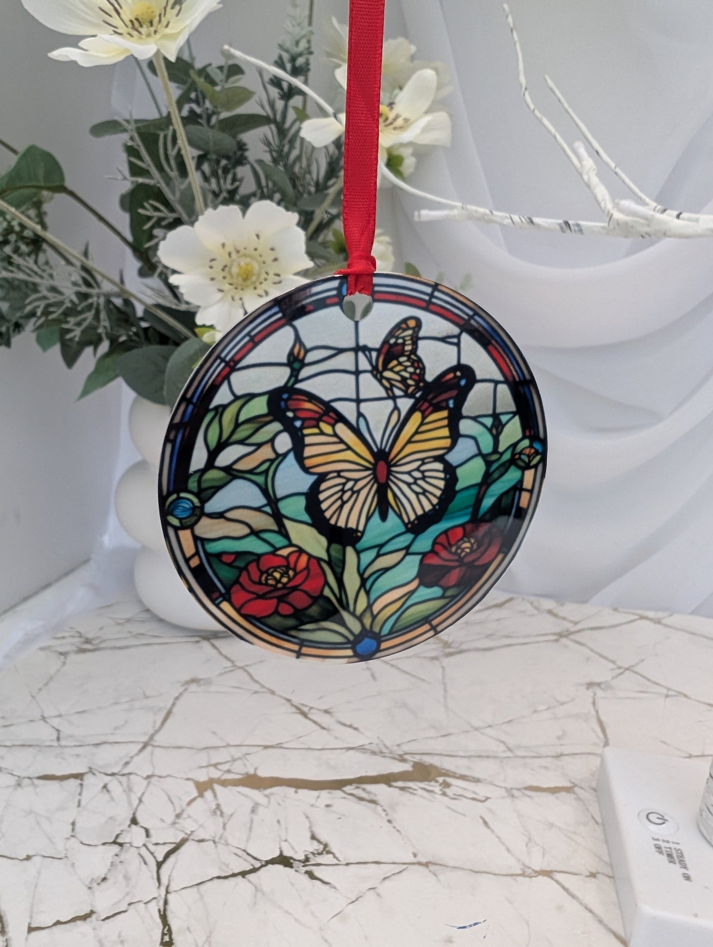 Butterfly Stained Glass Effect Hanging Decor | Butterfly Lover Gift