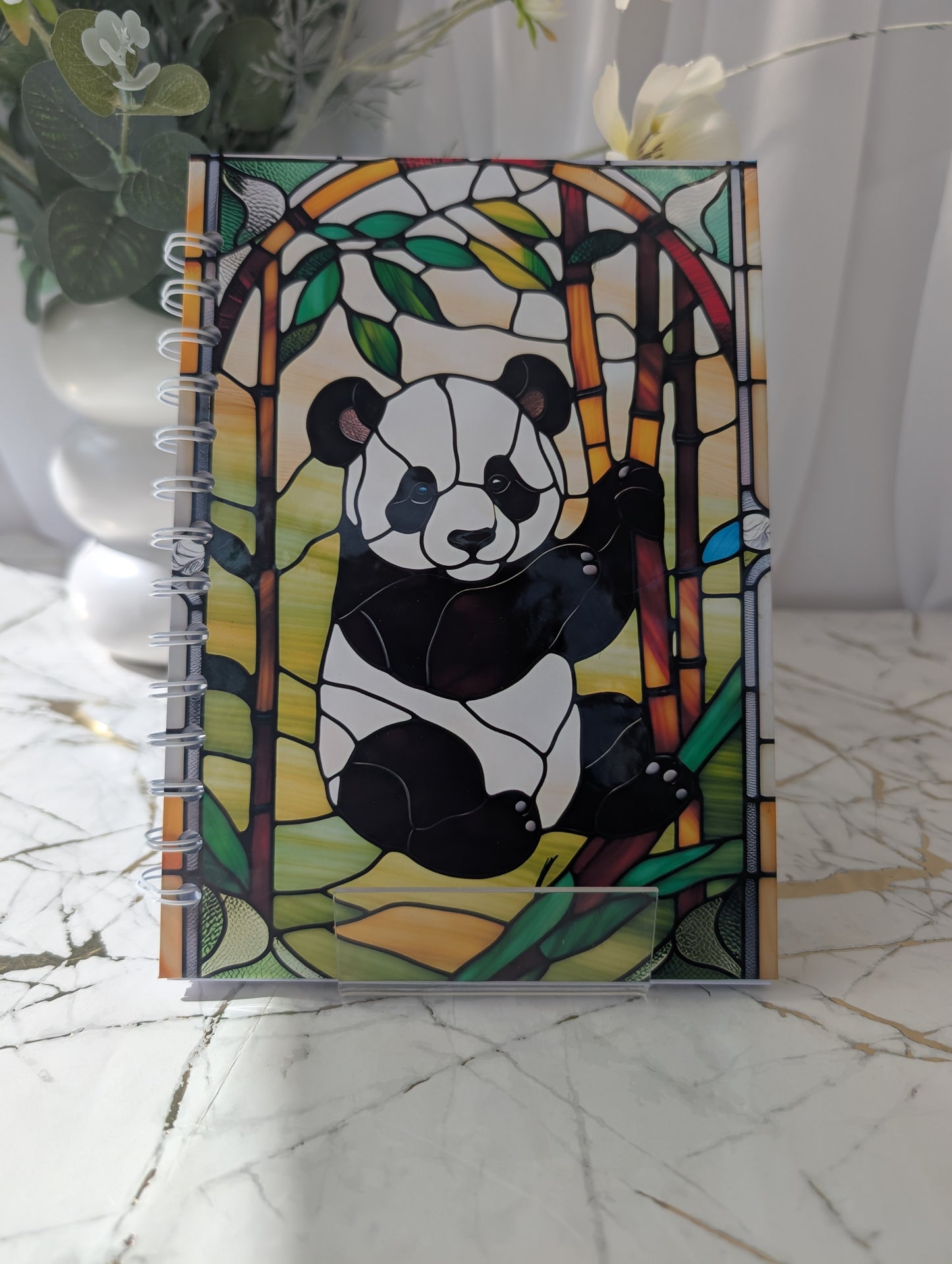 Panda Stained Glass Style Notebook | Hand Made Panda Stationery