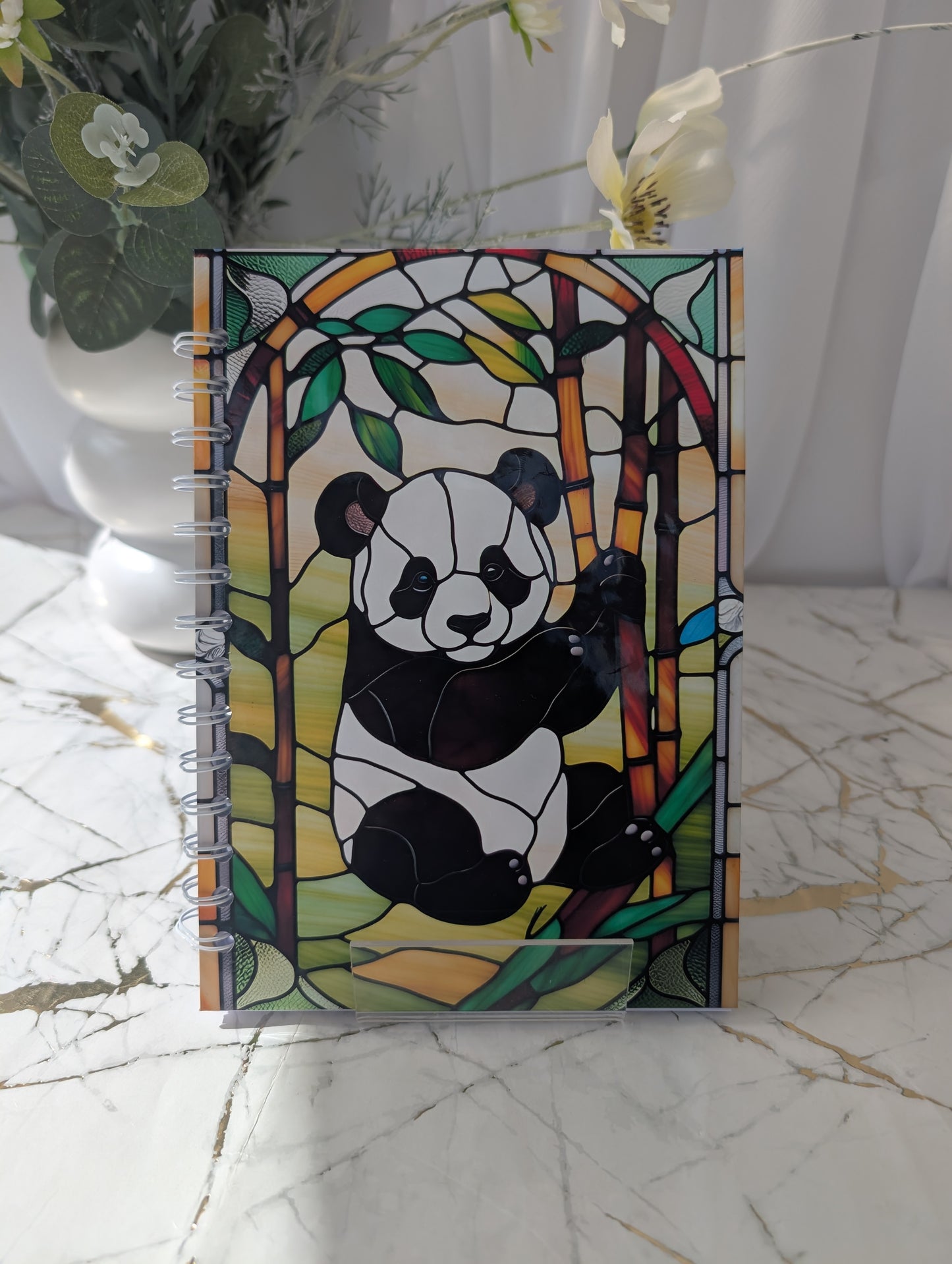 Panda Stained Glass Style Notebook | Hand Made Panda Stationery