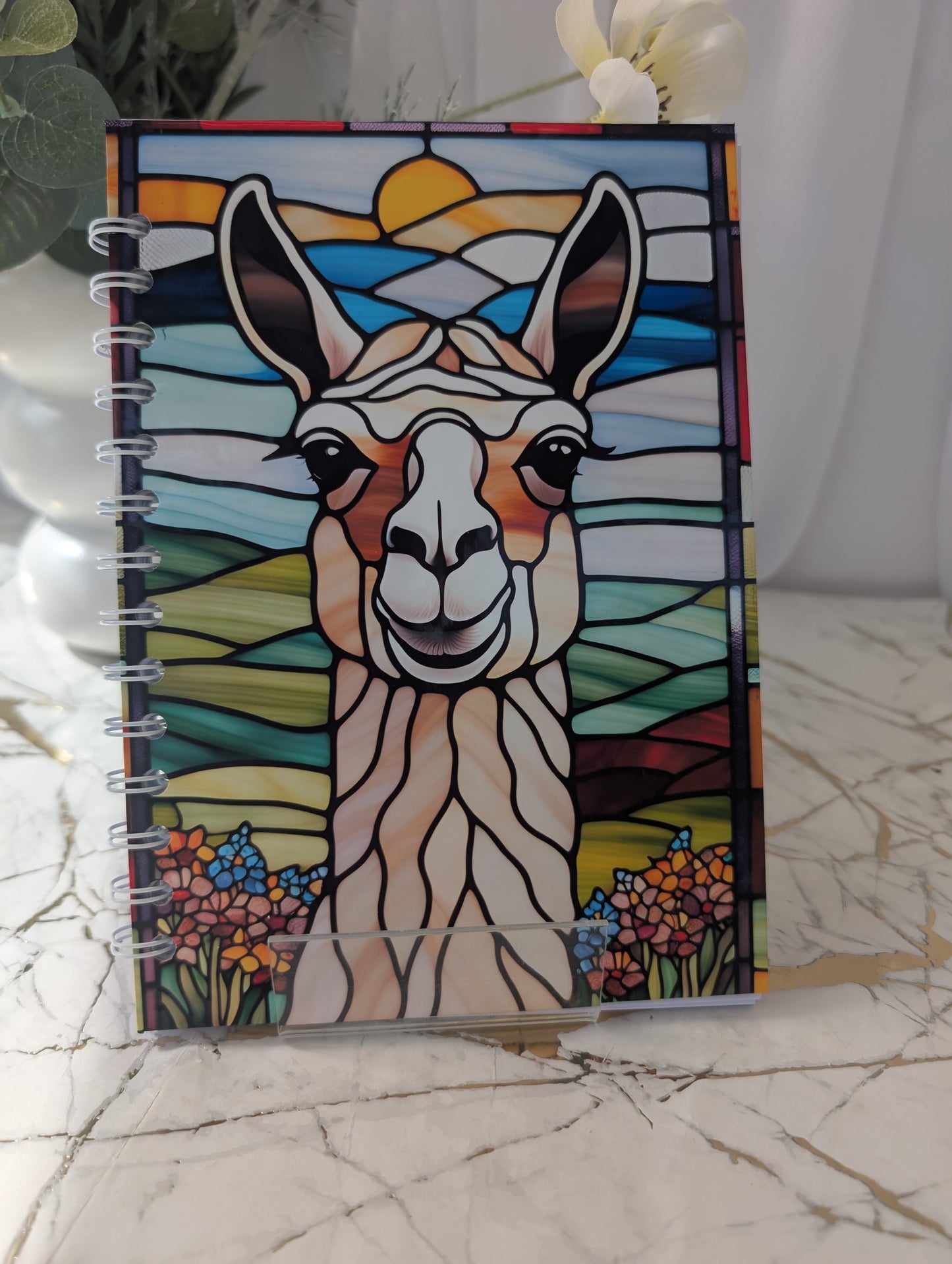 Llama Stained Glass Style Notebook | Hand Made Llama Lover Gift