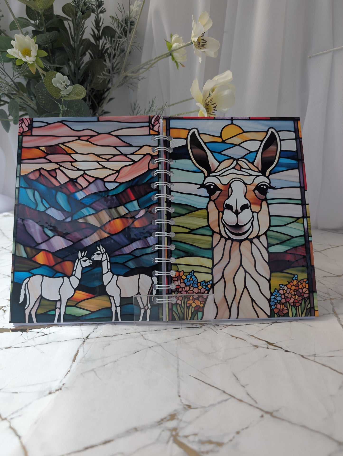 Llama Stained Glass Style Notebook | Hand Made Llama Lover Gift