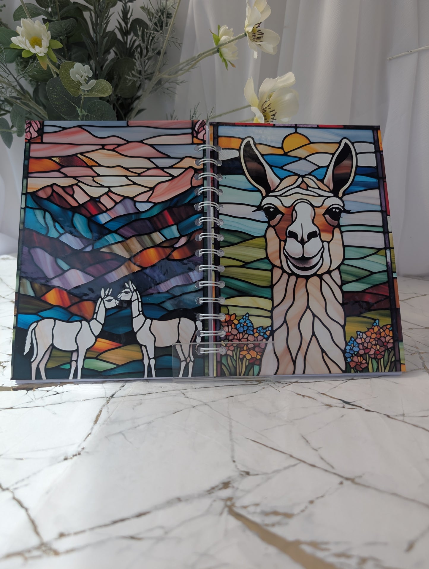 Llama Stained Glass Style Notebook | Hand Made Llama Lover Gift