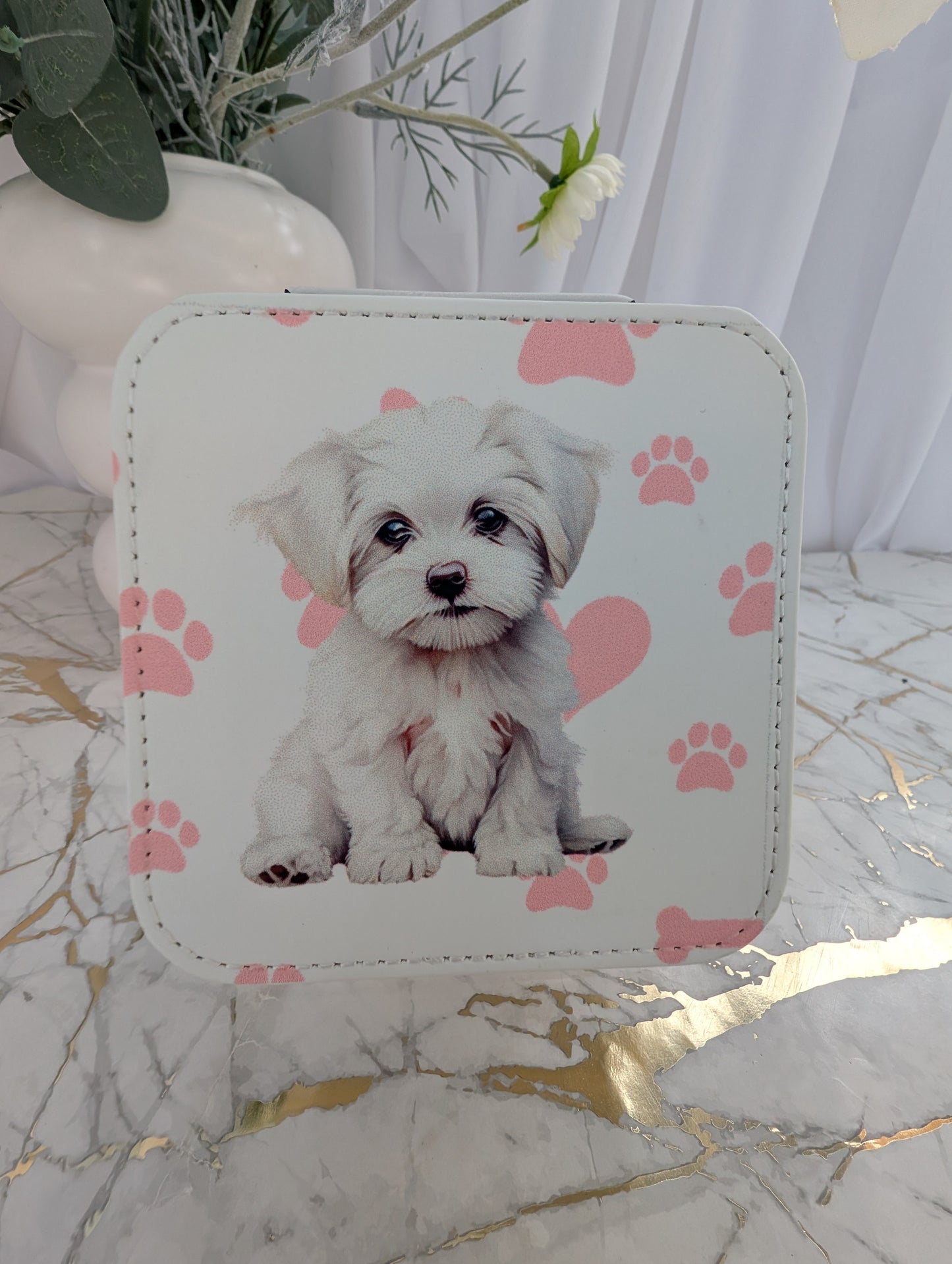 Faux leather Bichon Frise Jewellery Box | Bichon Frise Gift