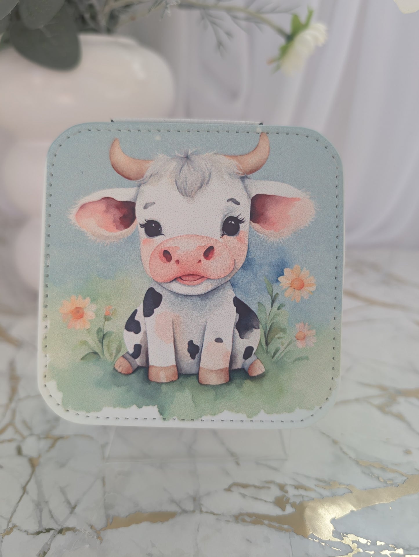 Faux leather Cute Cow Jewellery Box | Cute Jewellery Box