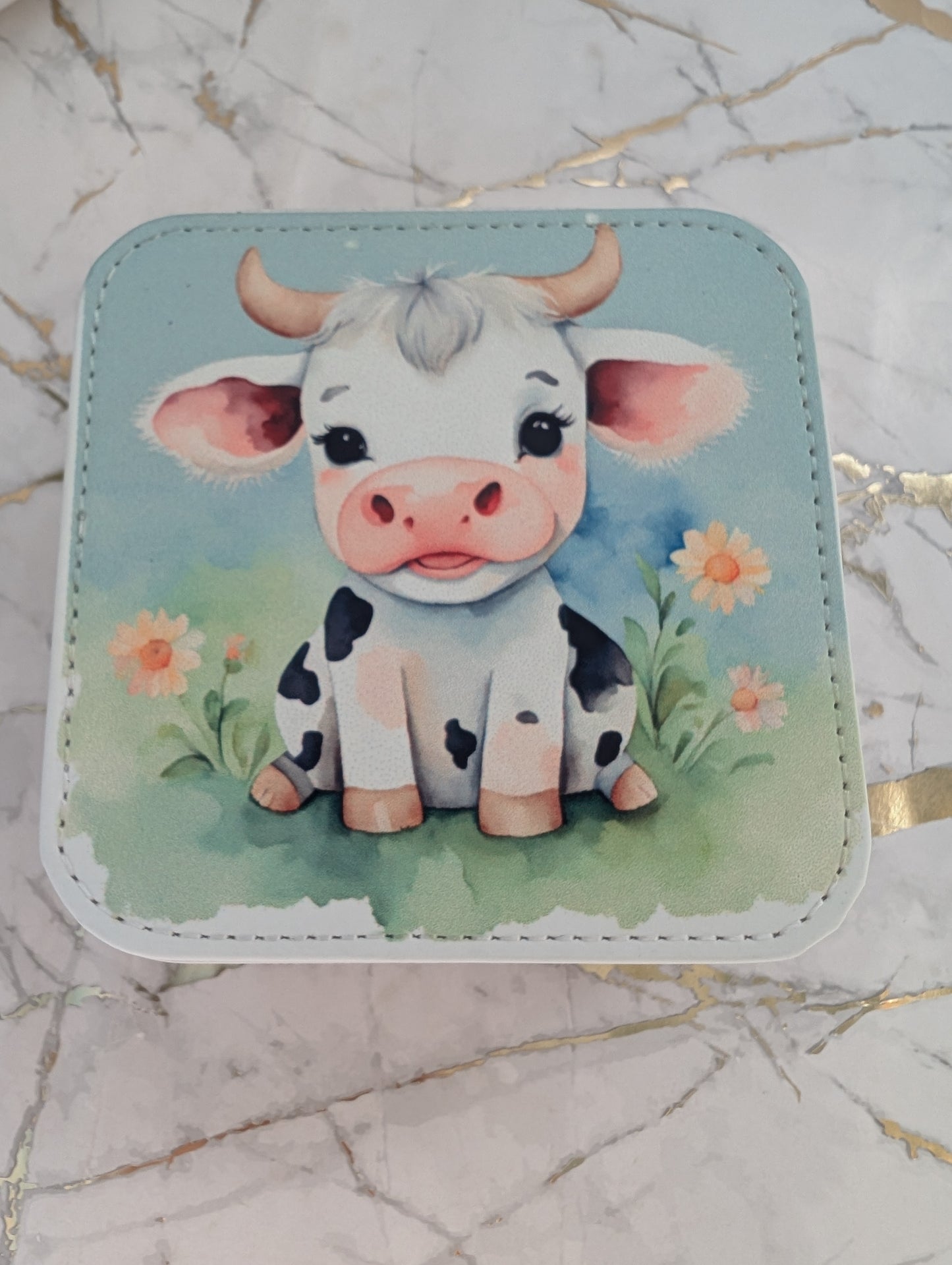Faux leather Cute Cow Jewellery Box | Cute Jewellery Box
