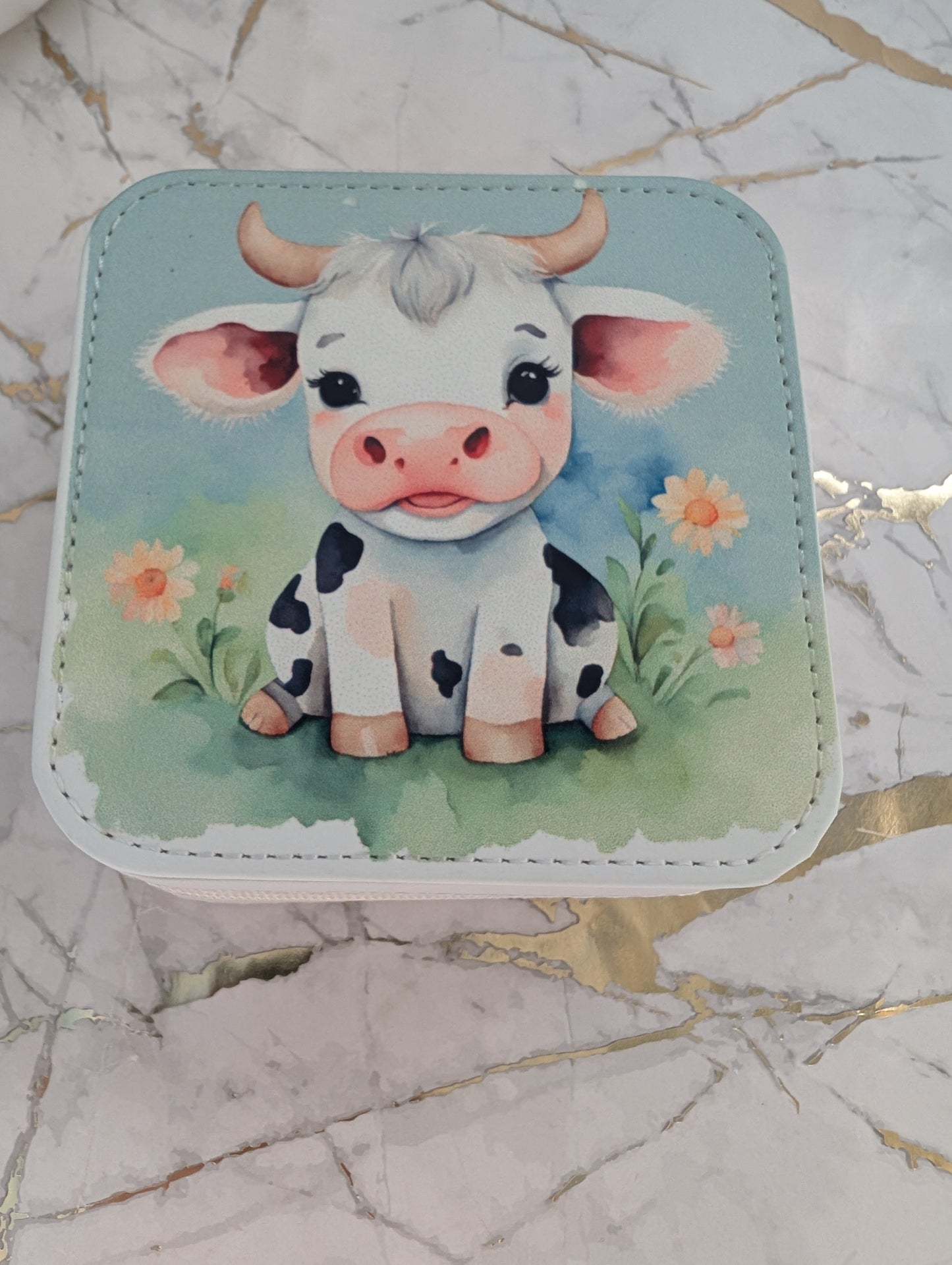Faux leather Cute Cow Jewellery Box | Cute Jewellery Box