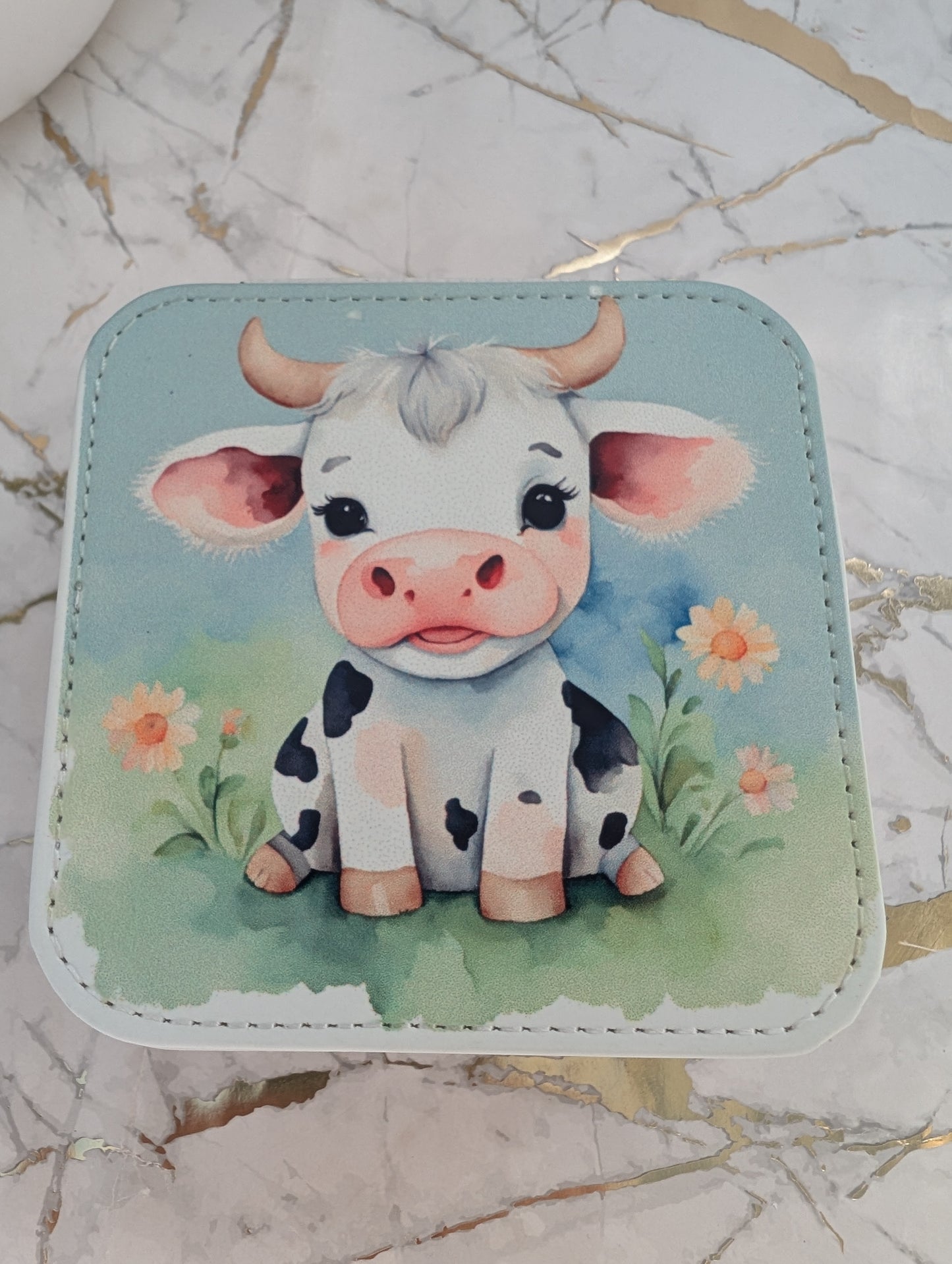 Faux leather Cute Cow Jewellery Box | Cute Jewellery Box
