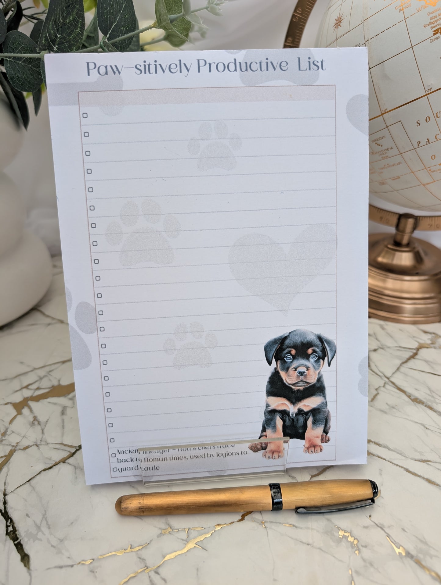 Rottweiler Puppy Tear-Off Notepad – Rottie Lover Gift