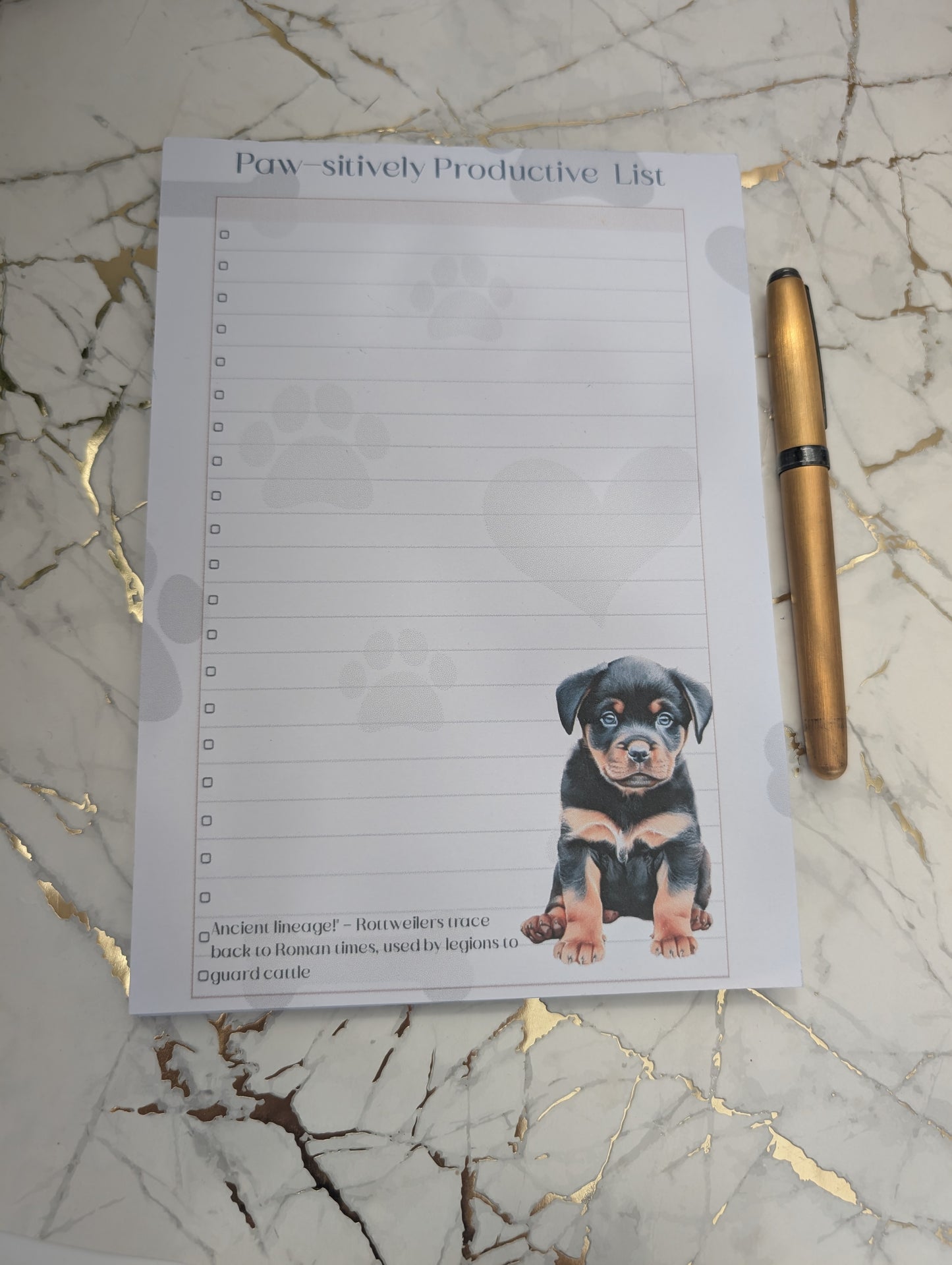 Rottweiler Puppy Tear-Off Notepad – Rottie Lover Gift