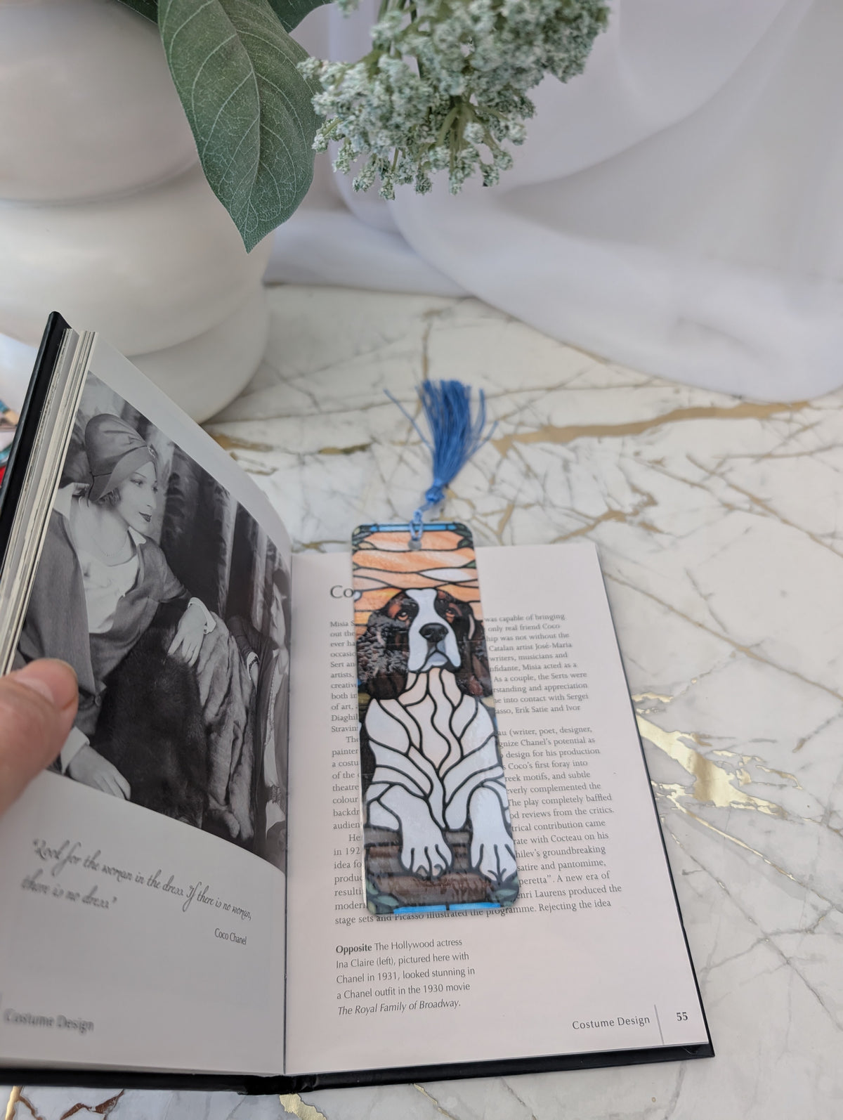 Springer Spaniel gift or stocking filler - laminated stained glass style bookmark with a springer spaniel.