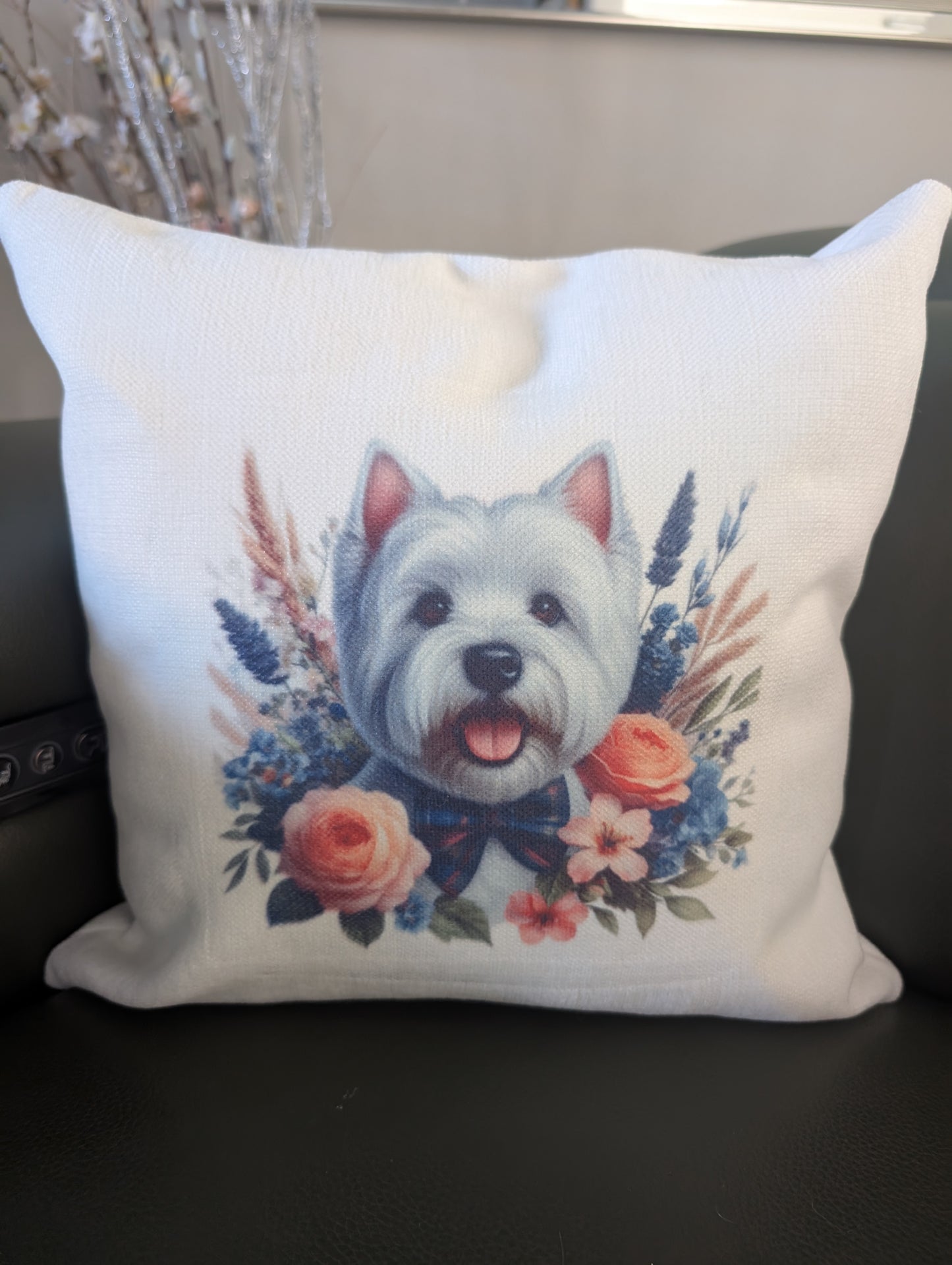 close up of Western Highland Terrier Dog Cushion