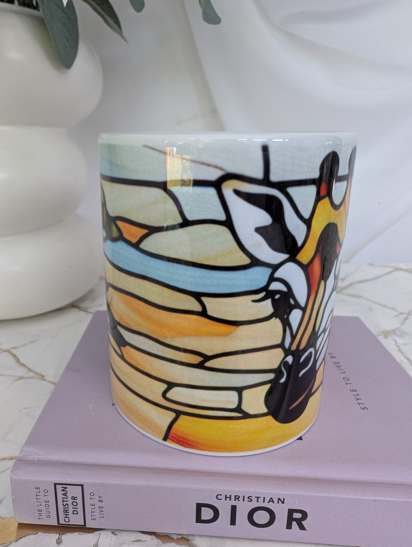 side view of giraffe mug with wrap around design. Perfect giraffe lover gift