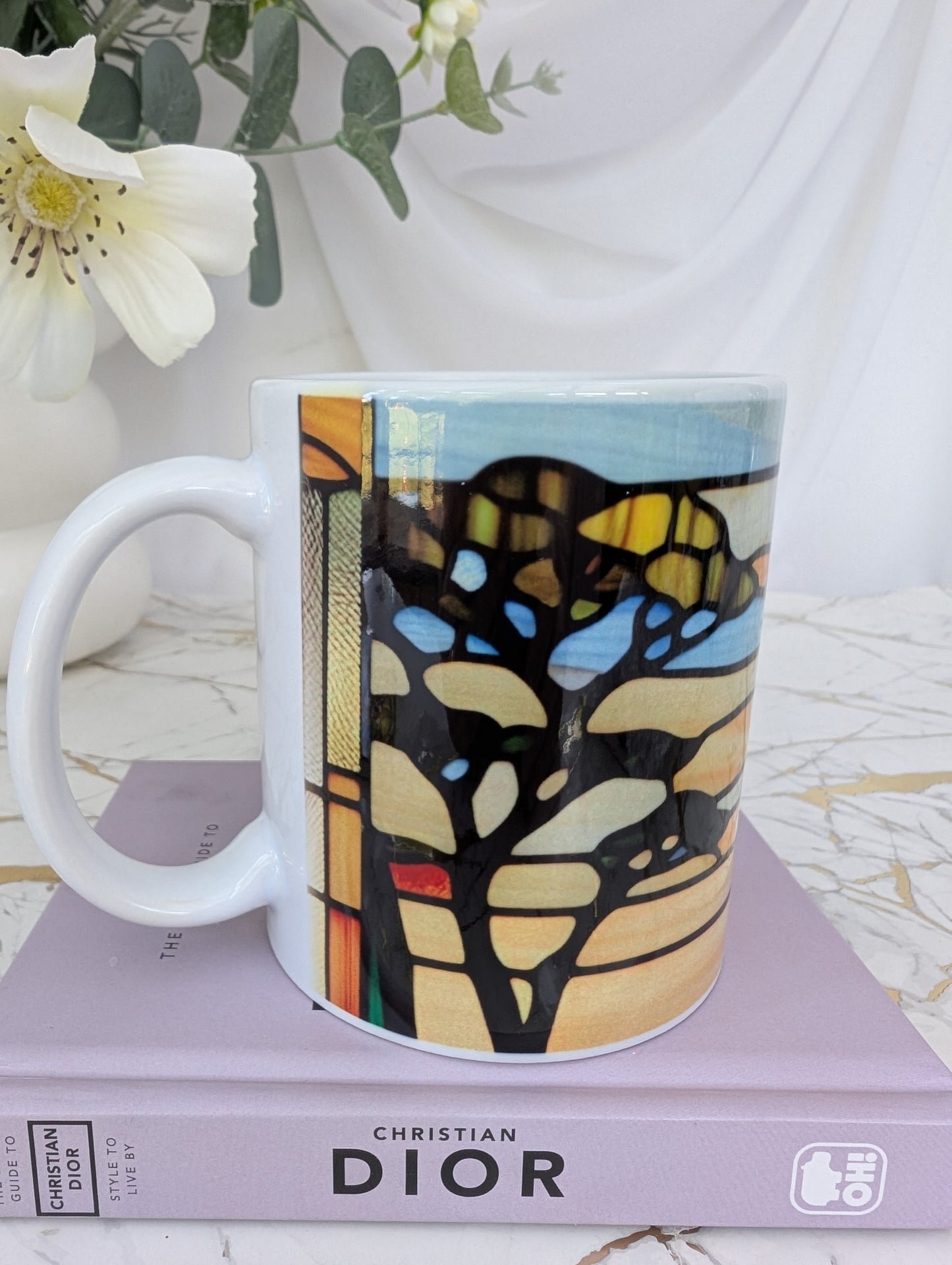 right side view of giraffe mug with wrap around design. Perfect giraffe lover gift