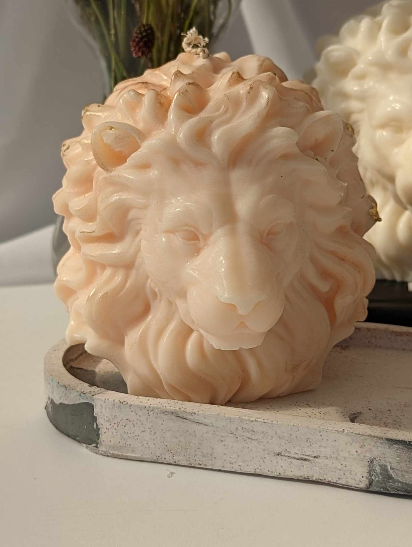 side view of classical style Lion's head candle