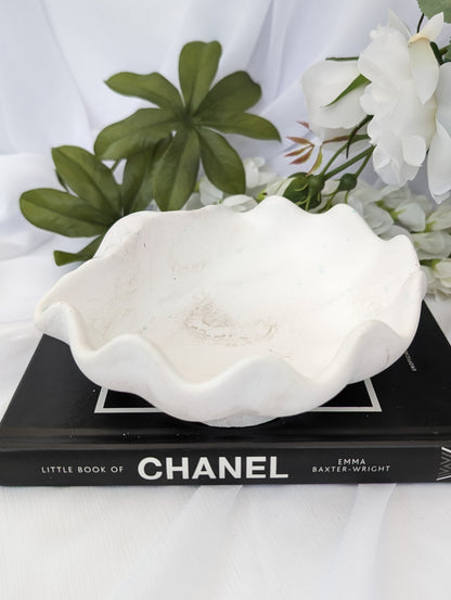 White Hand Poured Scallop Shell Trinket Dish image 0