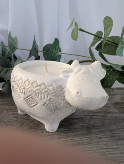 Cute Cow Pot and Candle | Hand Poured Cow Candle | Hand poured Cow Pot image 0
